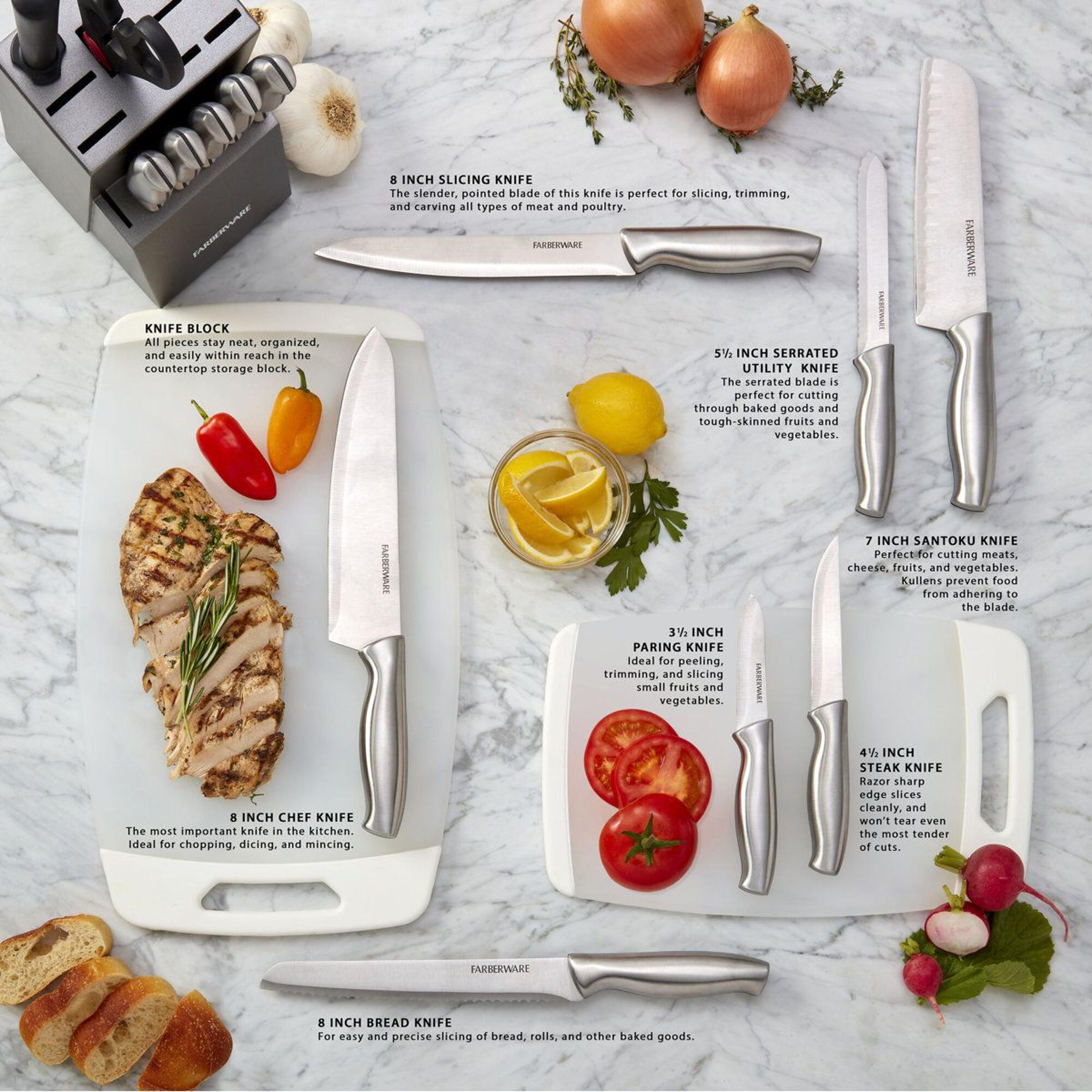 15Piece Professional Kitchen Knife Set With Black Wood Block 1