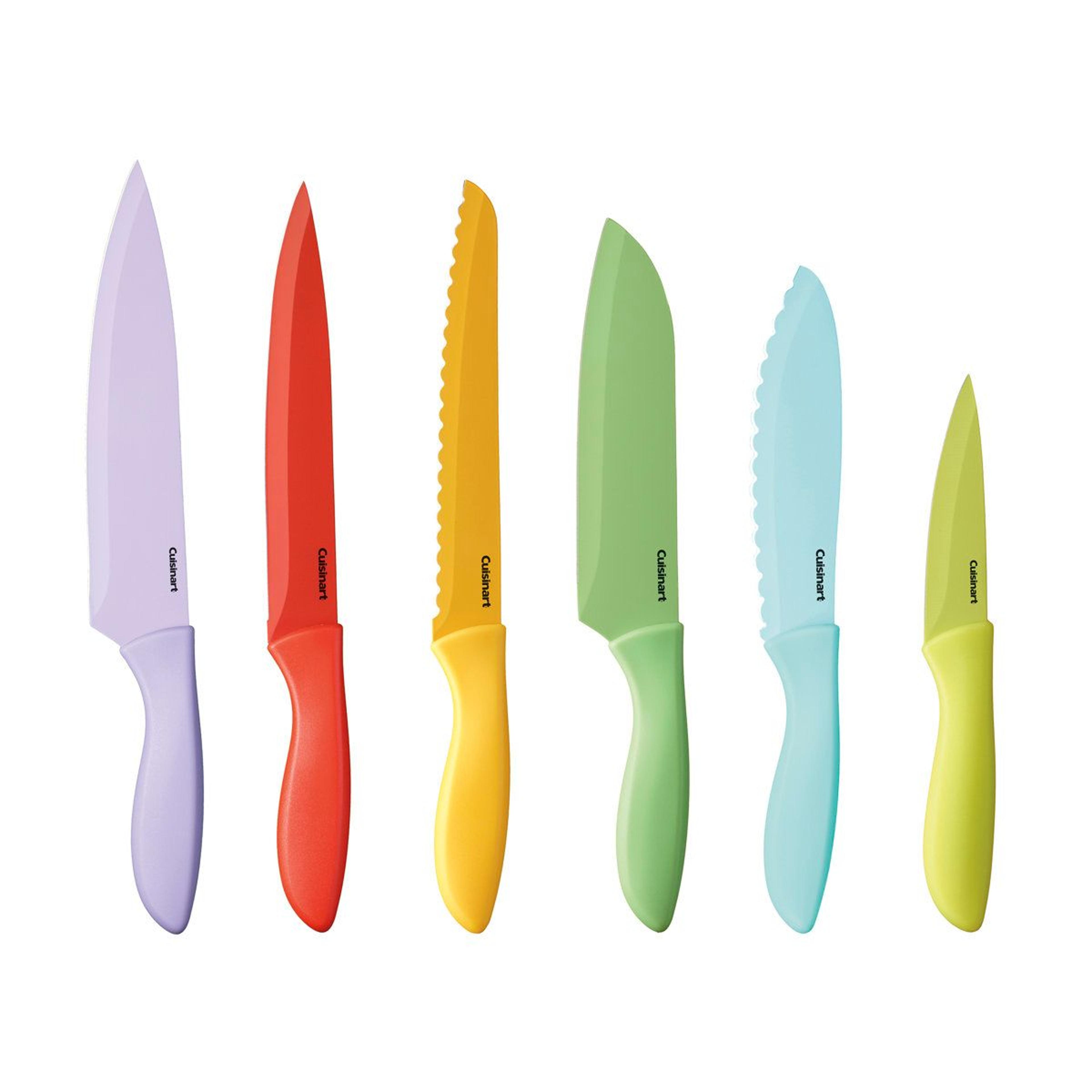 12 piece advantage coated knife set with protective blade guards for kitchen safety