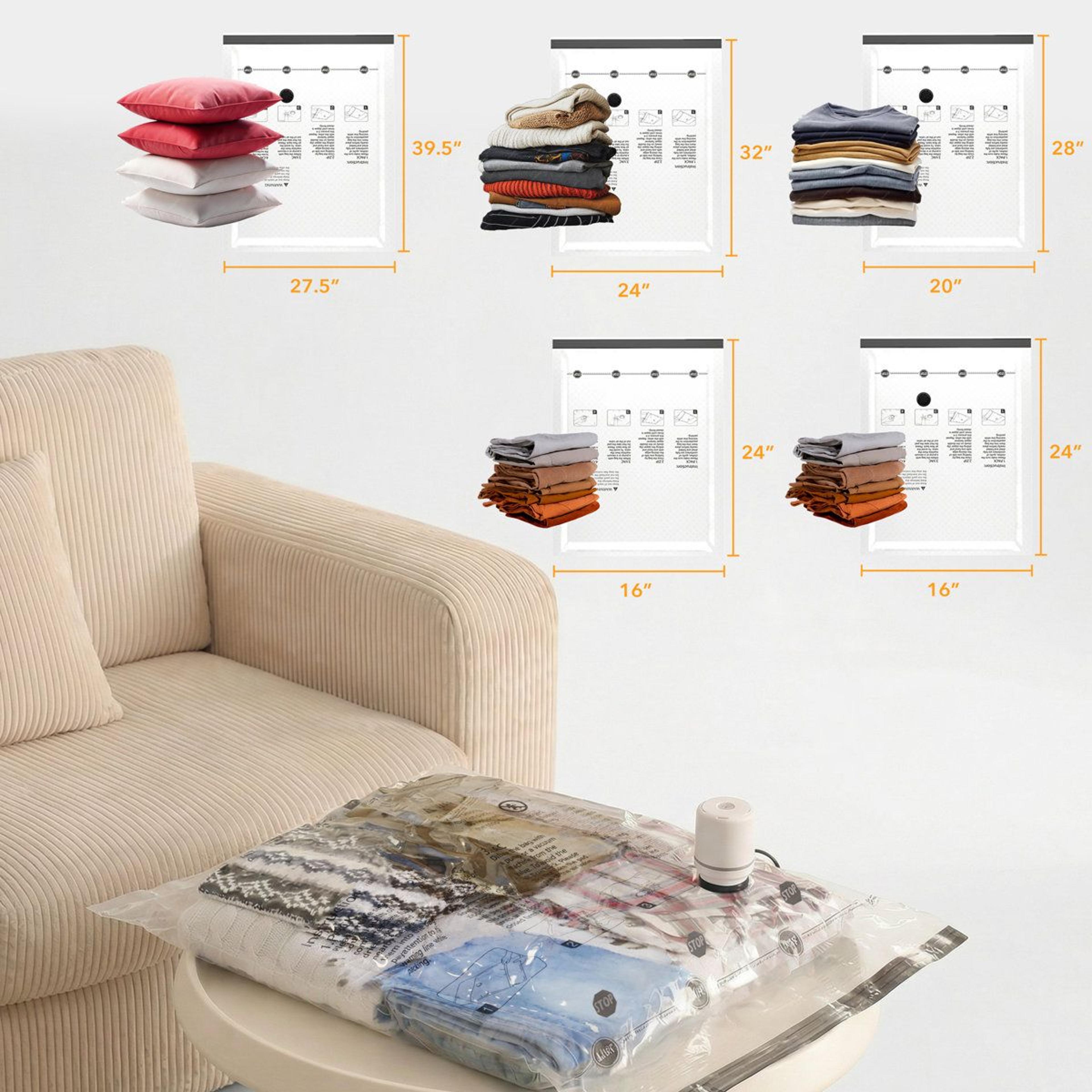 20 Pack Vacuum Storage Bags Airtight Compression Bags For Clothes  Bedding Space Saving 1