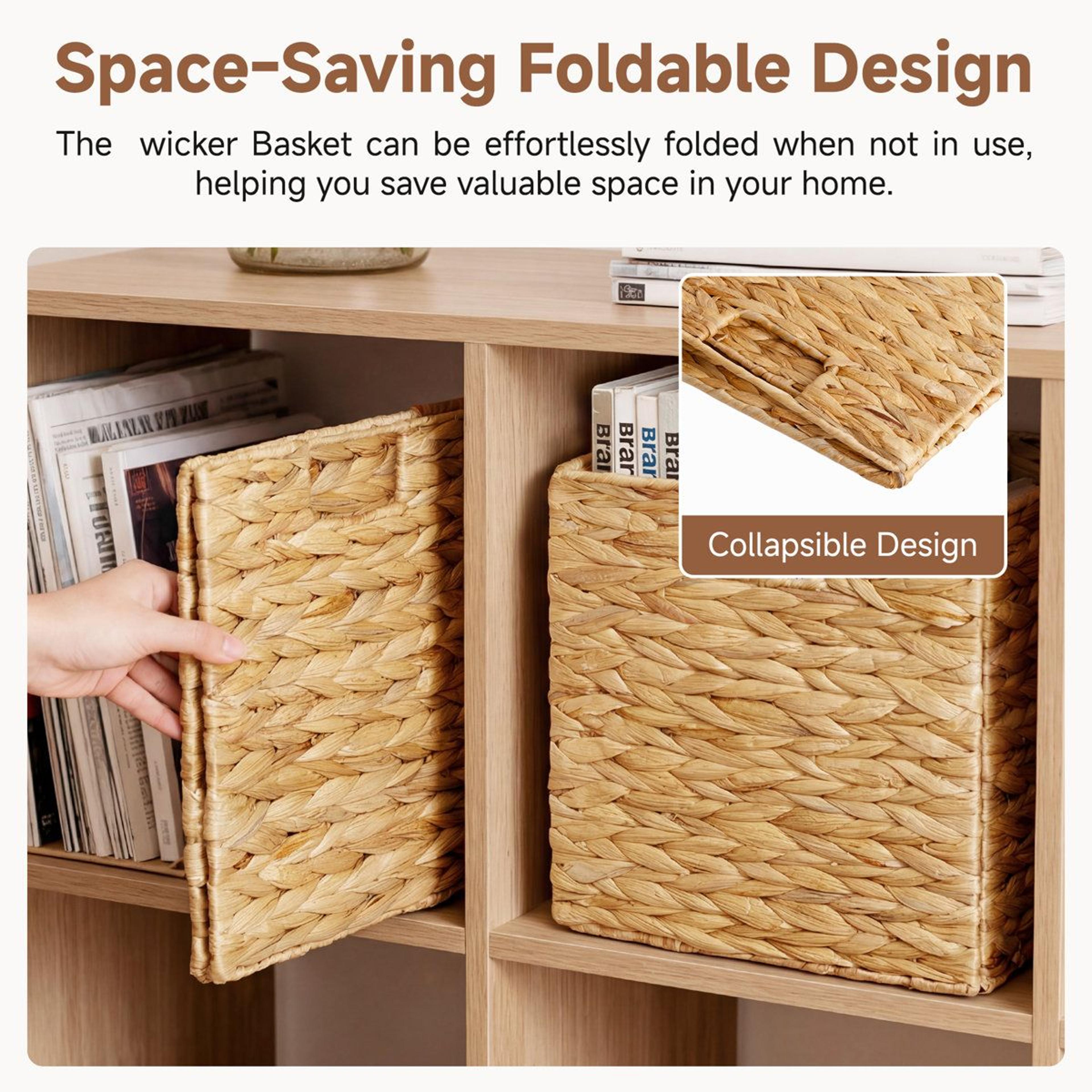 Handwoven Water Hyacinth Storage Baskets With Liners Sustainable Cube Organizer Set 2Piece 4
