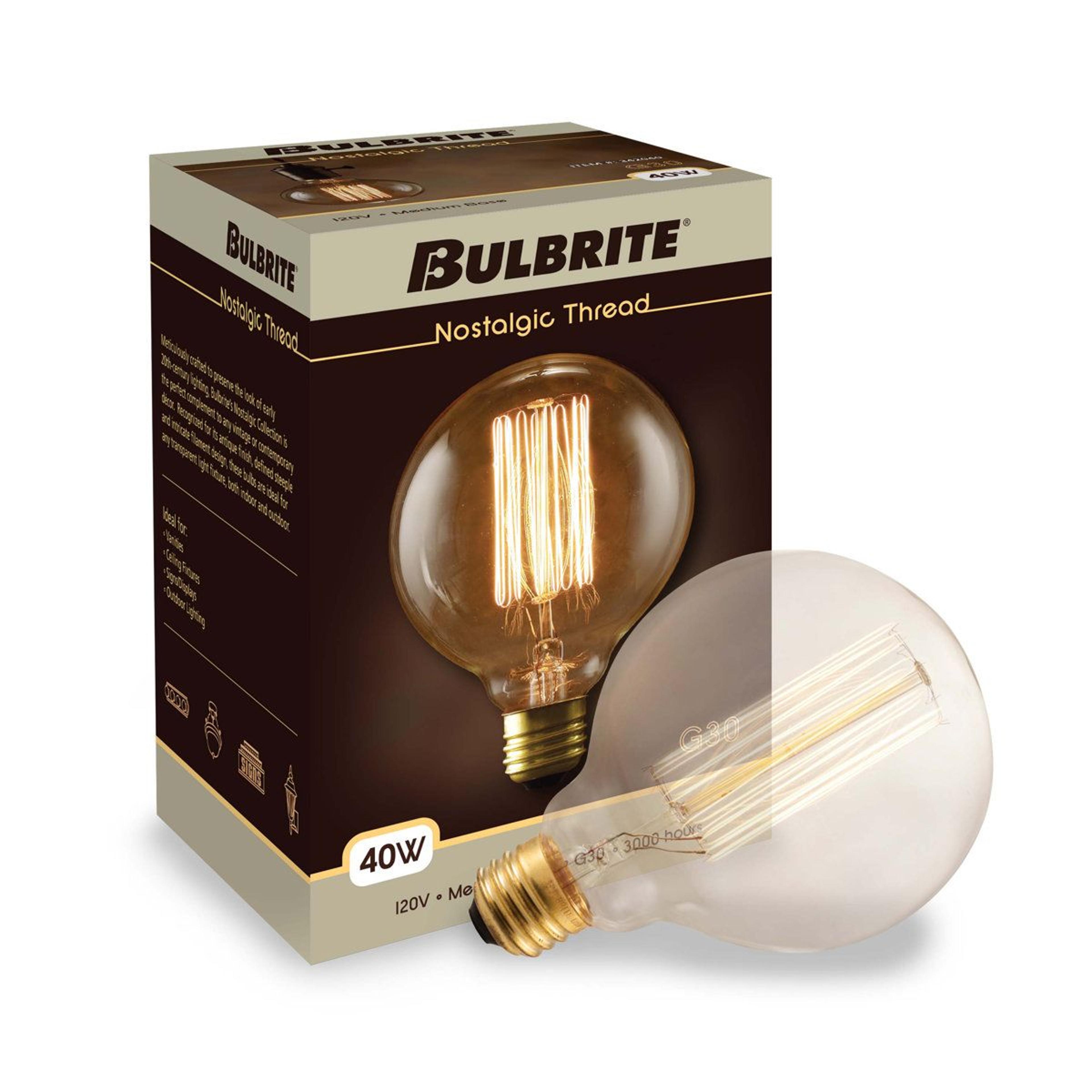 Nostalgic Collection G30 Globe Edison Light Bulbs  40W Dimmable Antique Filament Bulbs Set Of 4 6