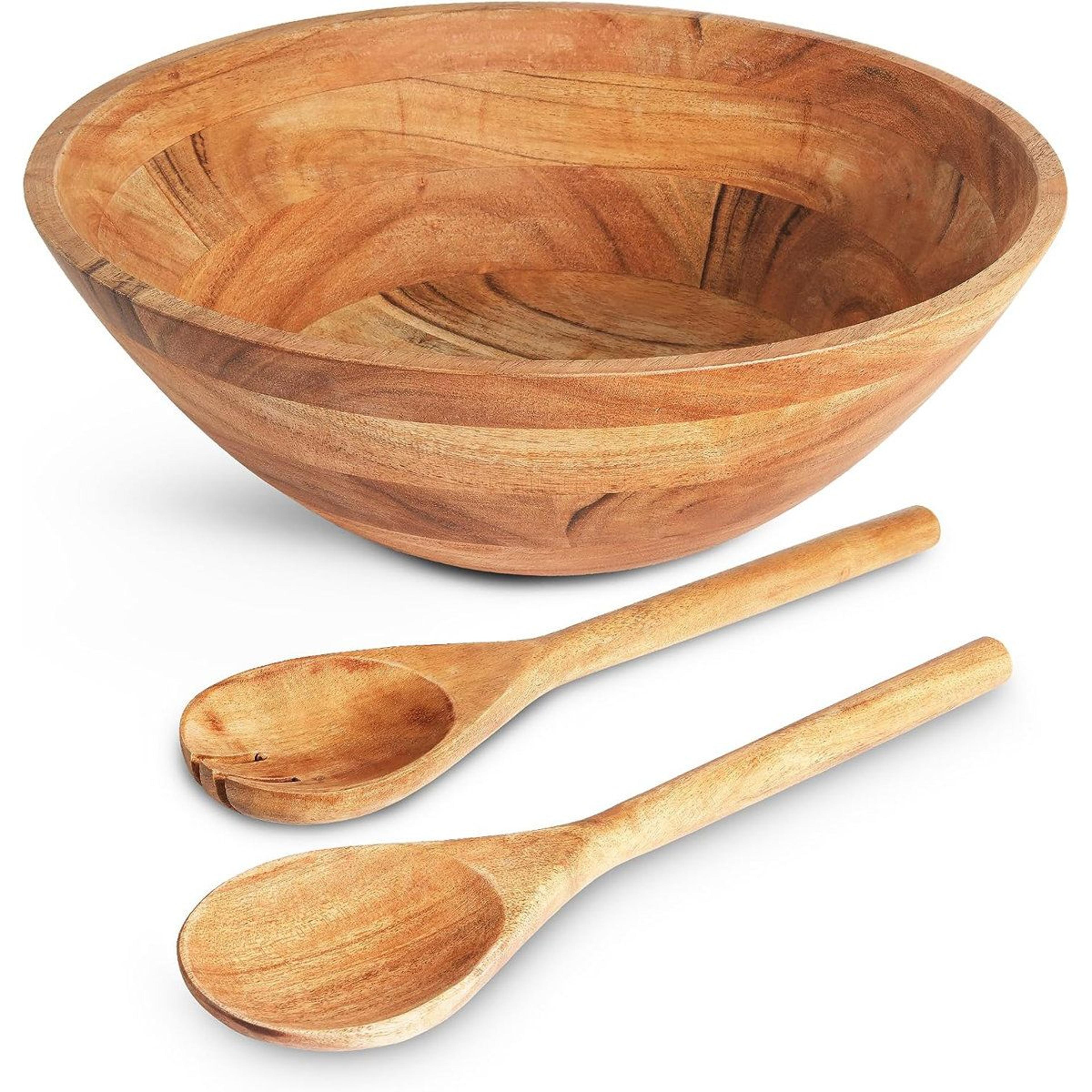 handcrafted mango wood salad serving utensils set