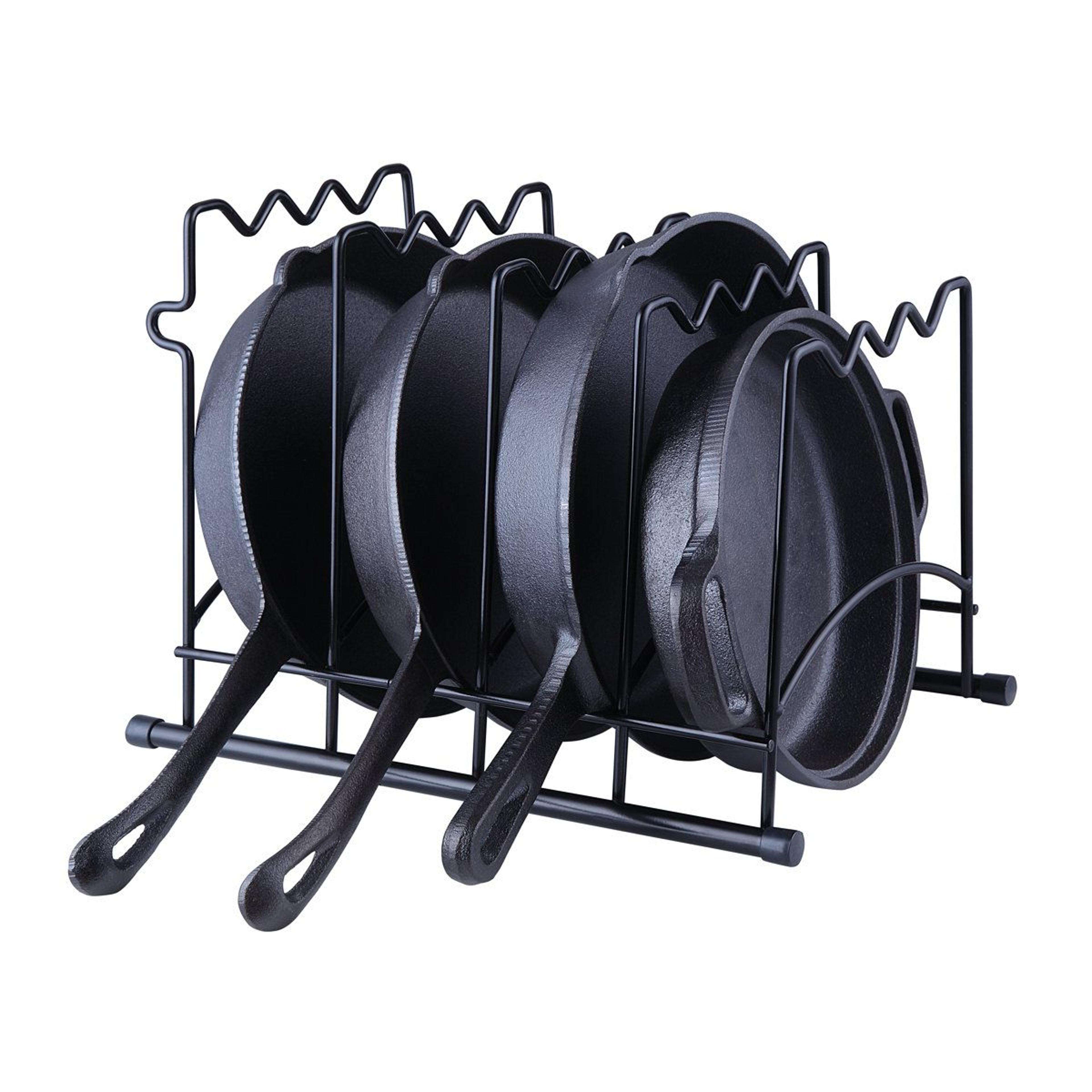 heavy duty adjustable pot and pan organizer rack for cabinet and countertop