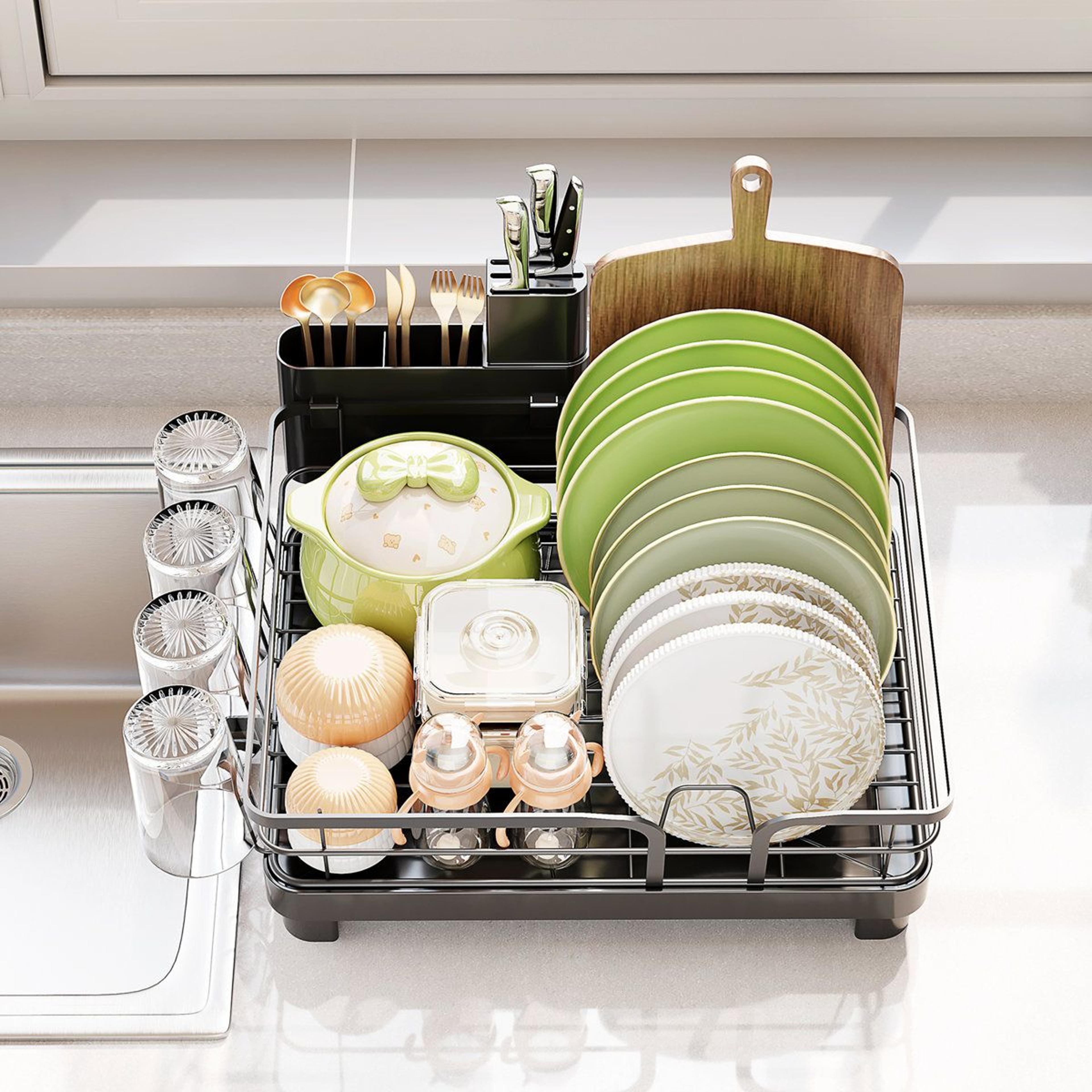 Multifunctional Dish Drying Rack Space Saving Kitchen Counter Organizer And HeavyDuty Plate Drainer 6