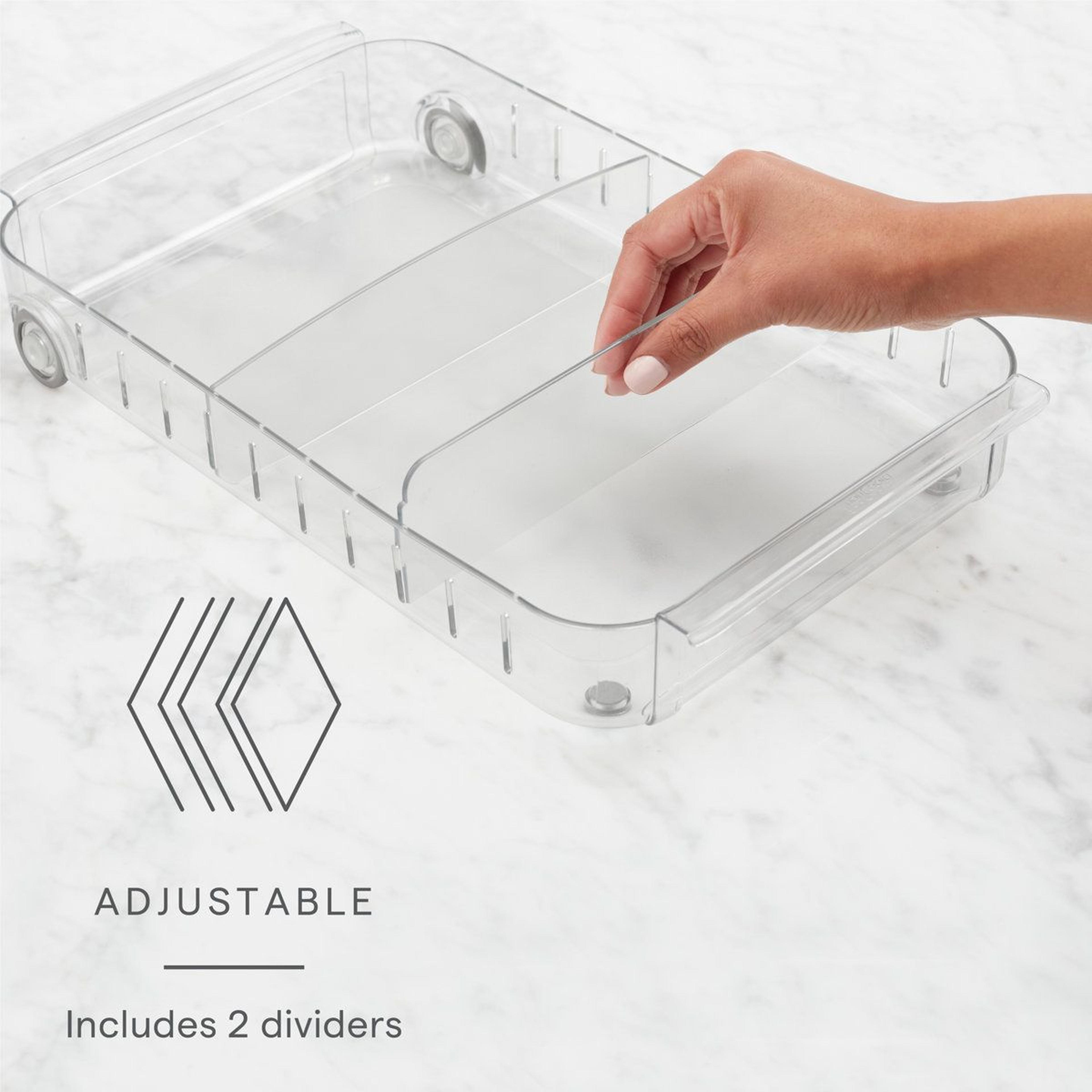 RollOut Rolling Fridge Caddy Adjustable Fridge Organizer  Refrigerator Storage Bin 9 X 15 1