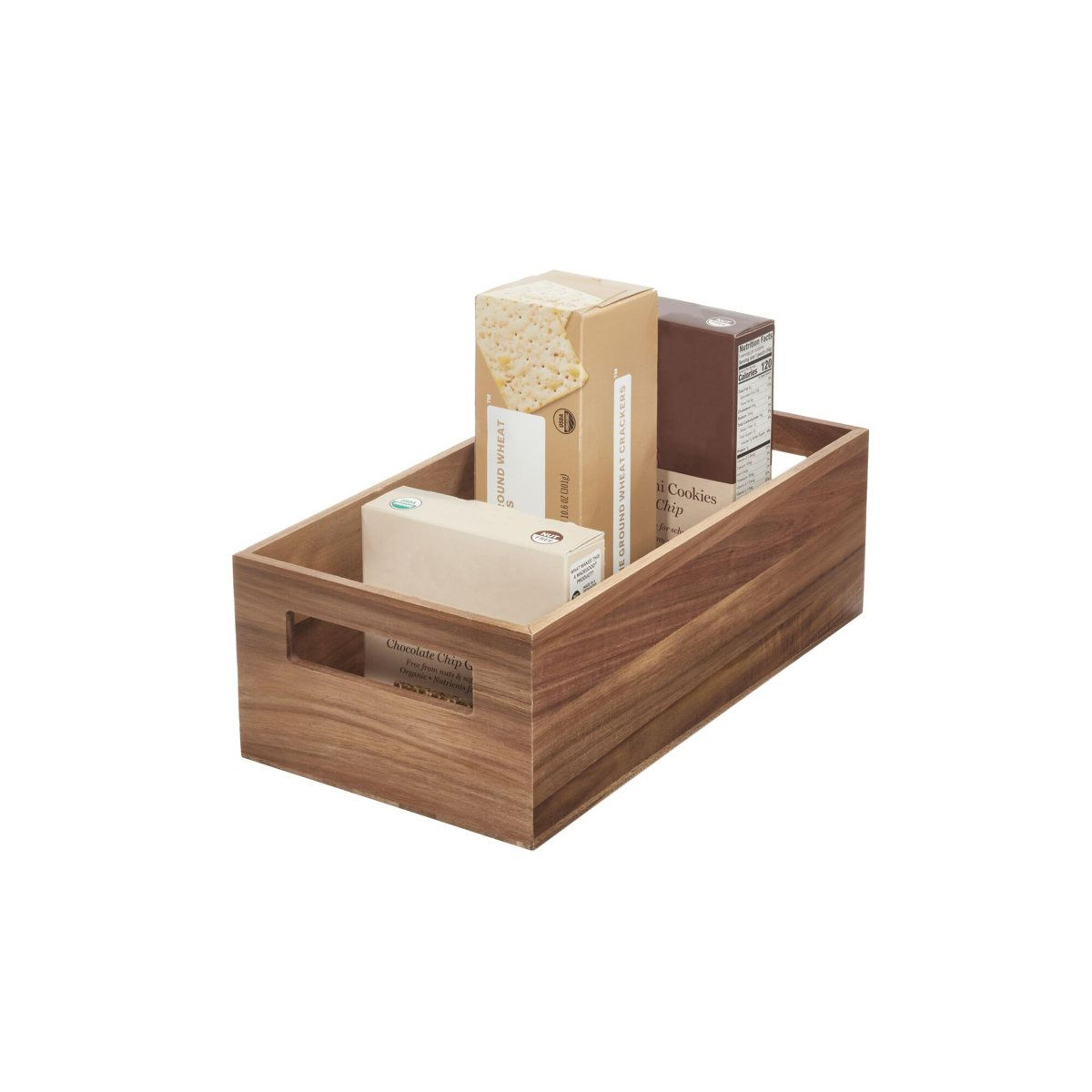 Acacia Wood Pantry Bin Kitchen Organization Storage With Handles 2