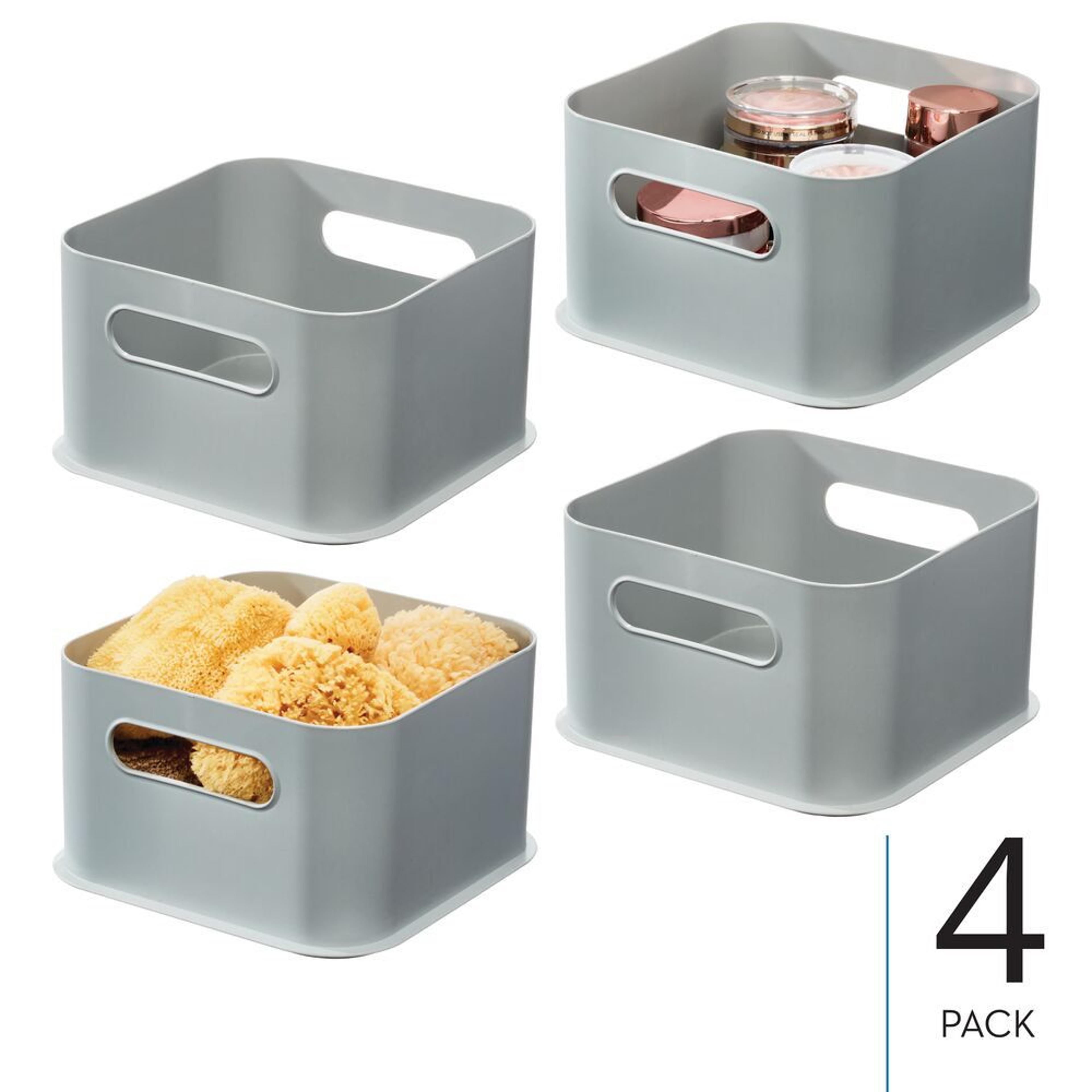 Stackable Plastic Storage Bins With Handles  Set Of 4 4
