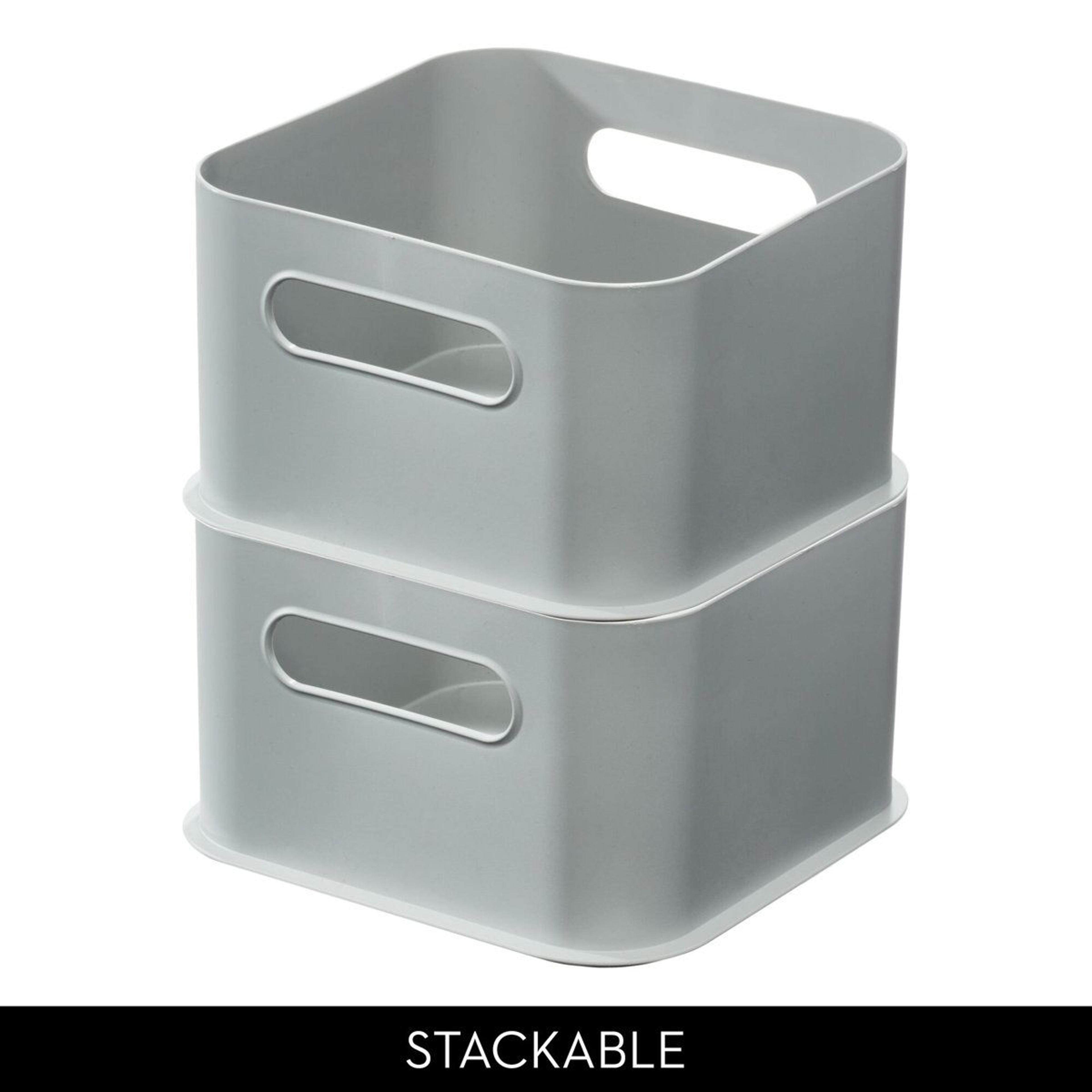 Stackable Plastic Storage Bins With Handles  Set Of 4 2