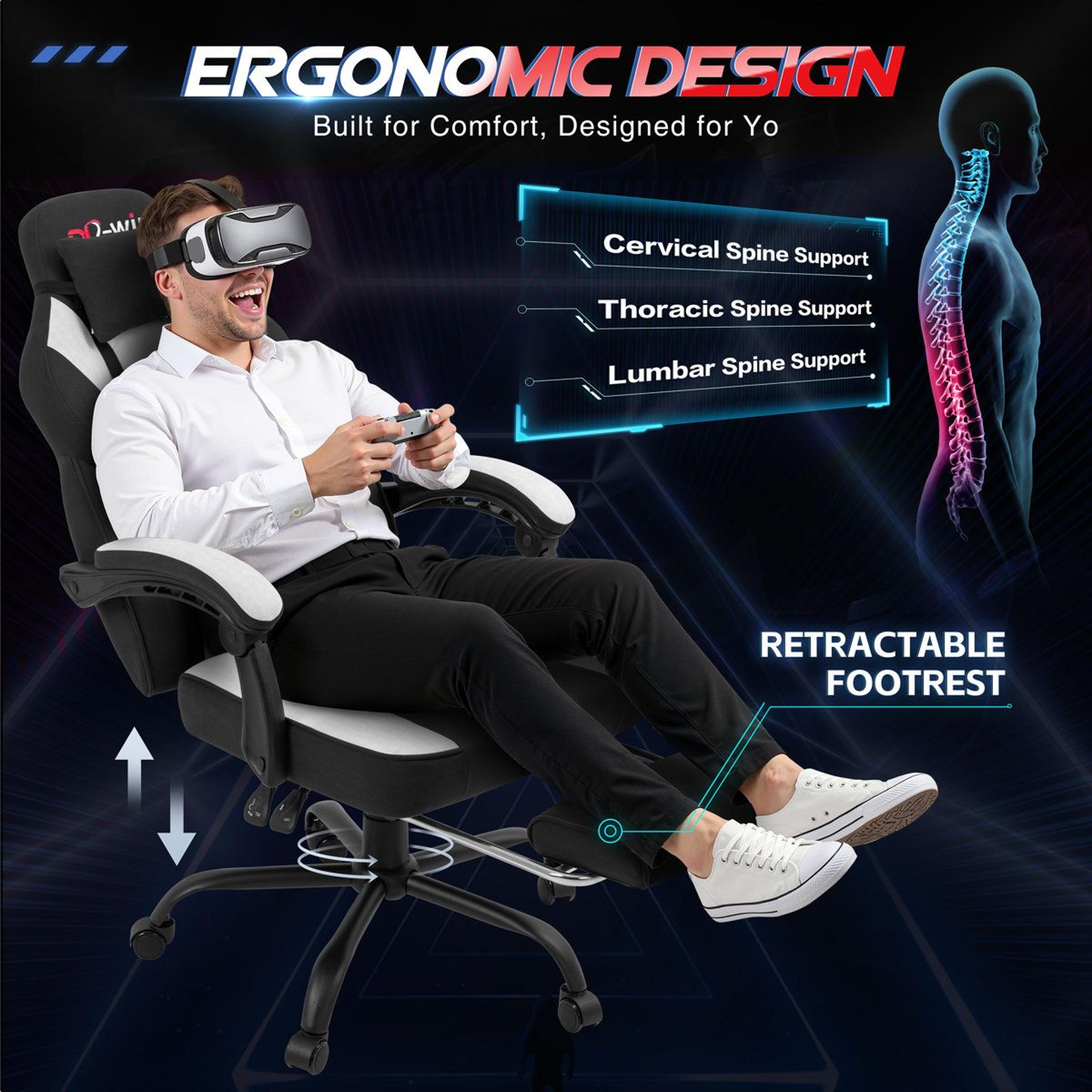 Ergonomic Gaming Chair With Footrest And Lumbar Support 4