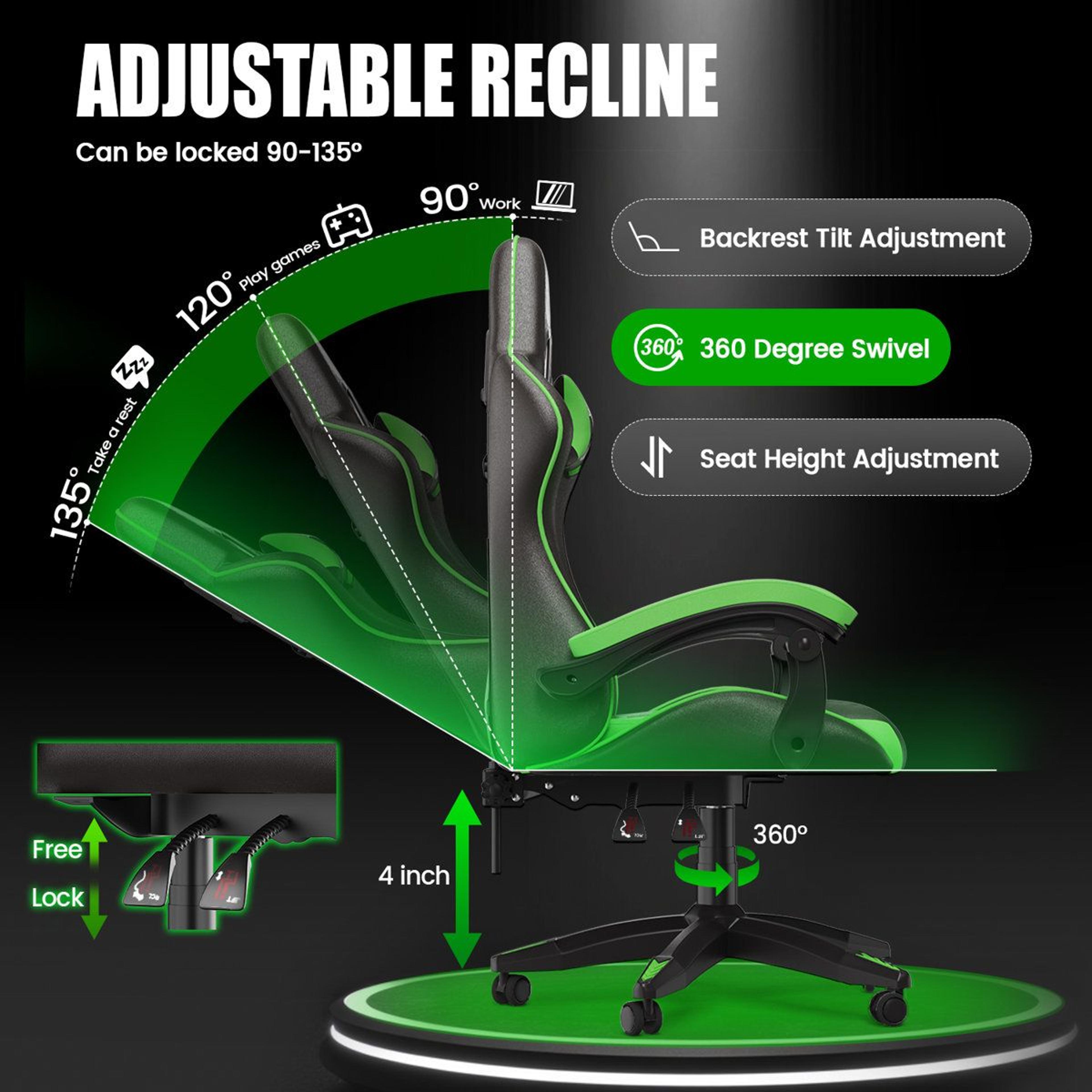 Stephen Ergonomic Gaming Chair Adjustable Reclining PC  Racing Seat 3