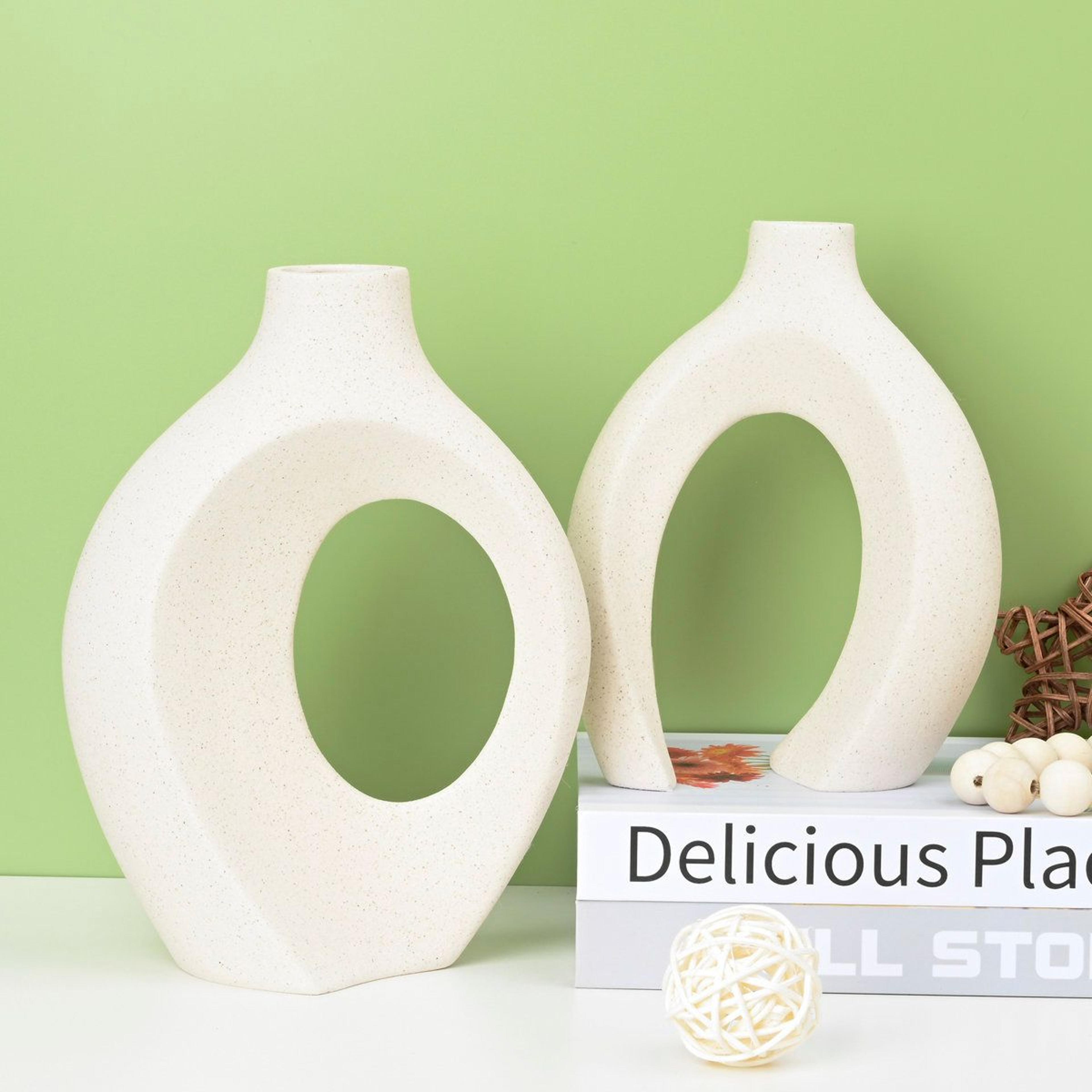 Christiam 2 Piece Modern Ceramic Vase Set Handmade Snuggling Boho Vases For Home Decor 2