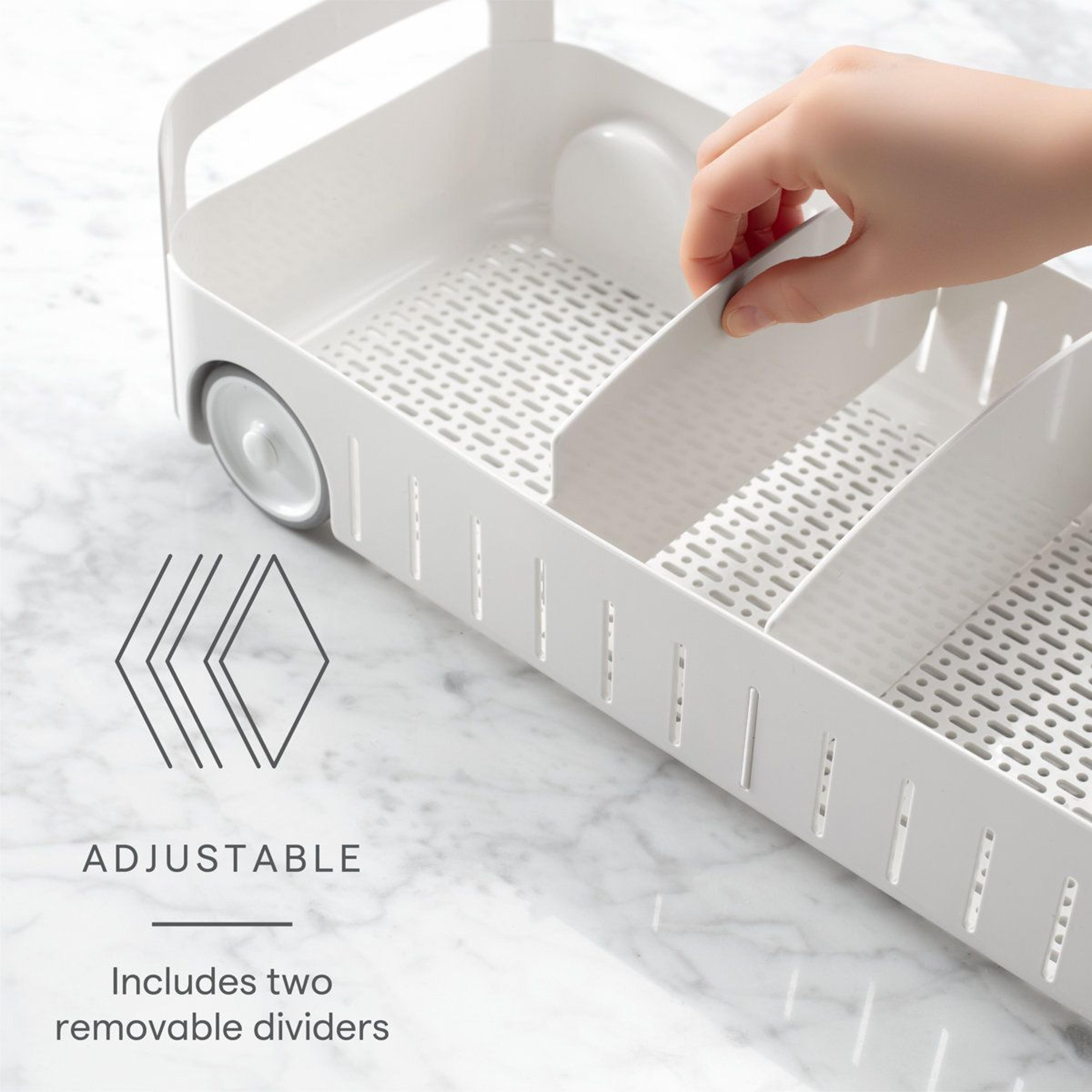 8Inch Rolling Under Sink Organizer Bin With Adjustable Dividers 1