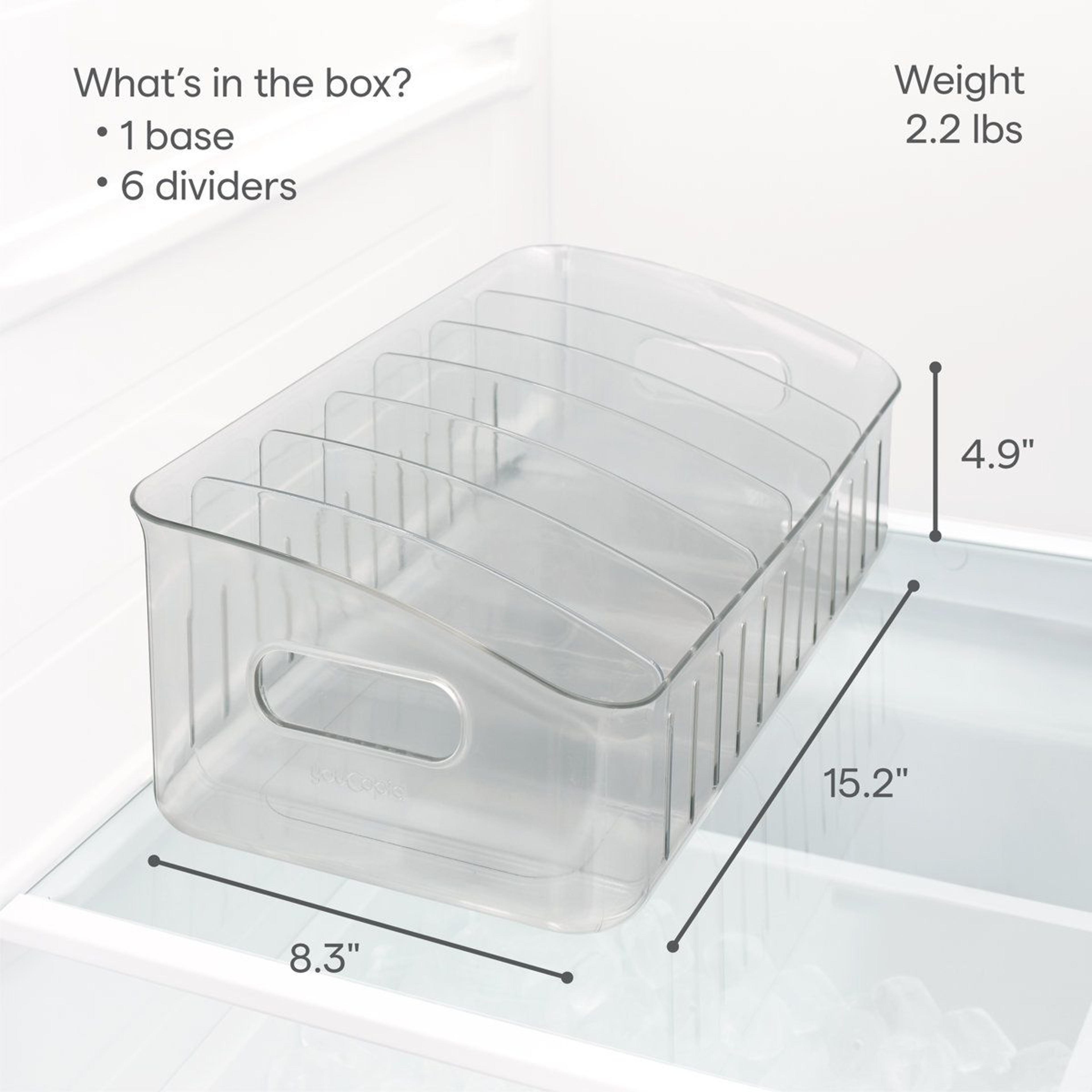 15 Inch Freezer Organizer Bin With Adjustable Dividers For Frozen Food Storage 1