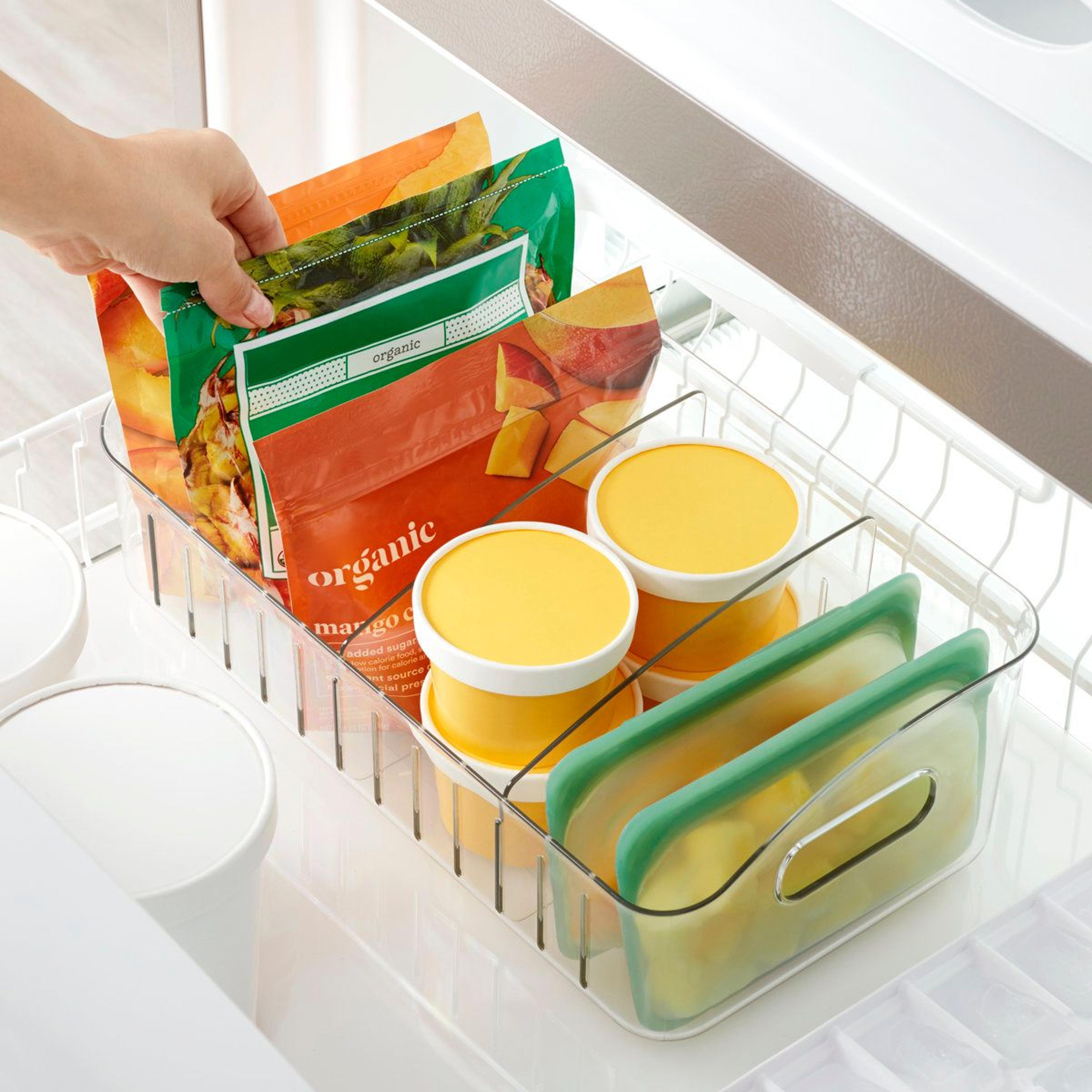 15 Inch Freezer Organizer Bin With Adjustable Dividers For Frozen Food Storage 3