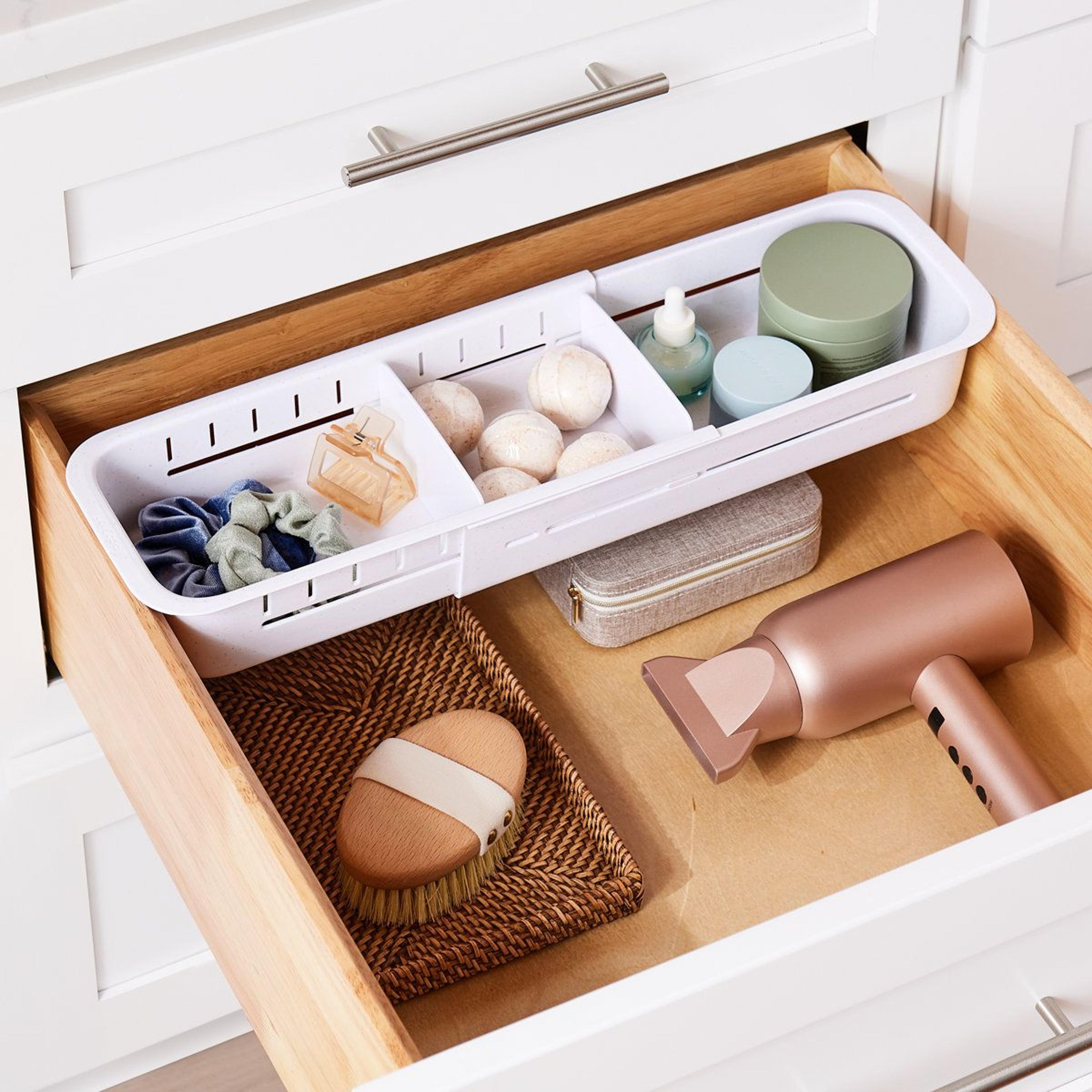 drawerfit sliding drawer sorter expandable deep drawer storage & kitchen organizer