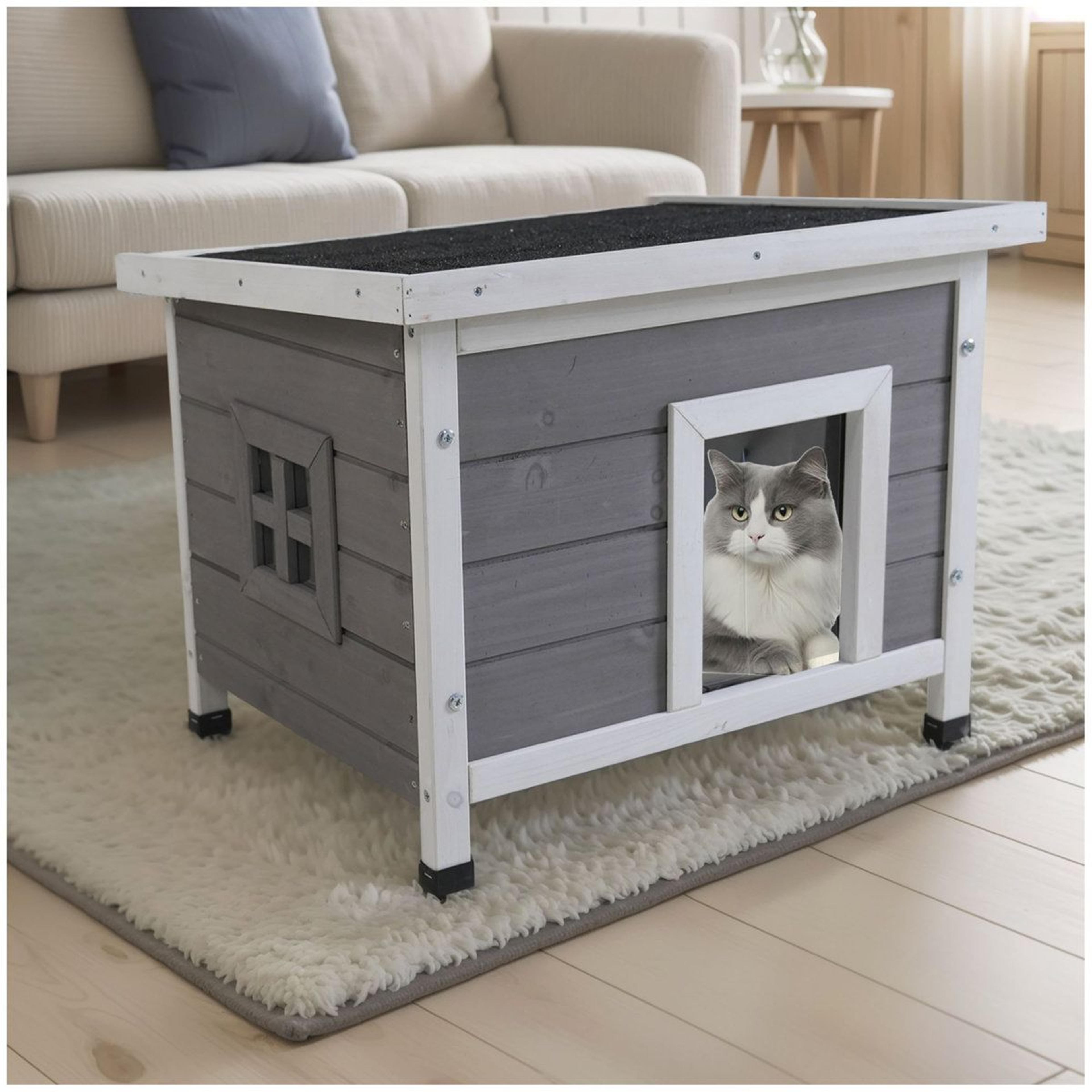 Weatherproof Outdoor Cat House And Feral Kitty Shelter With Asphalt Roof 0