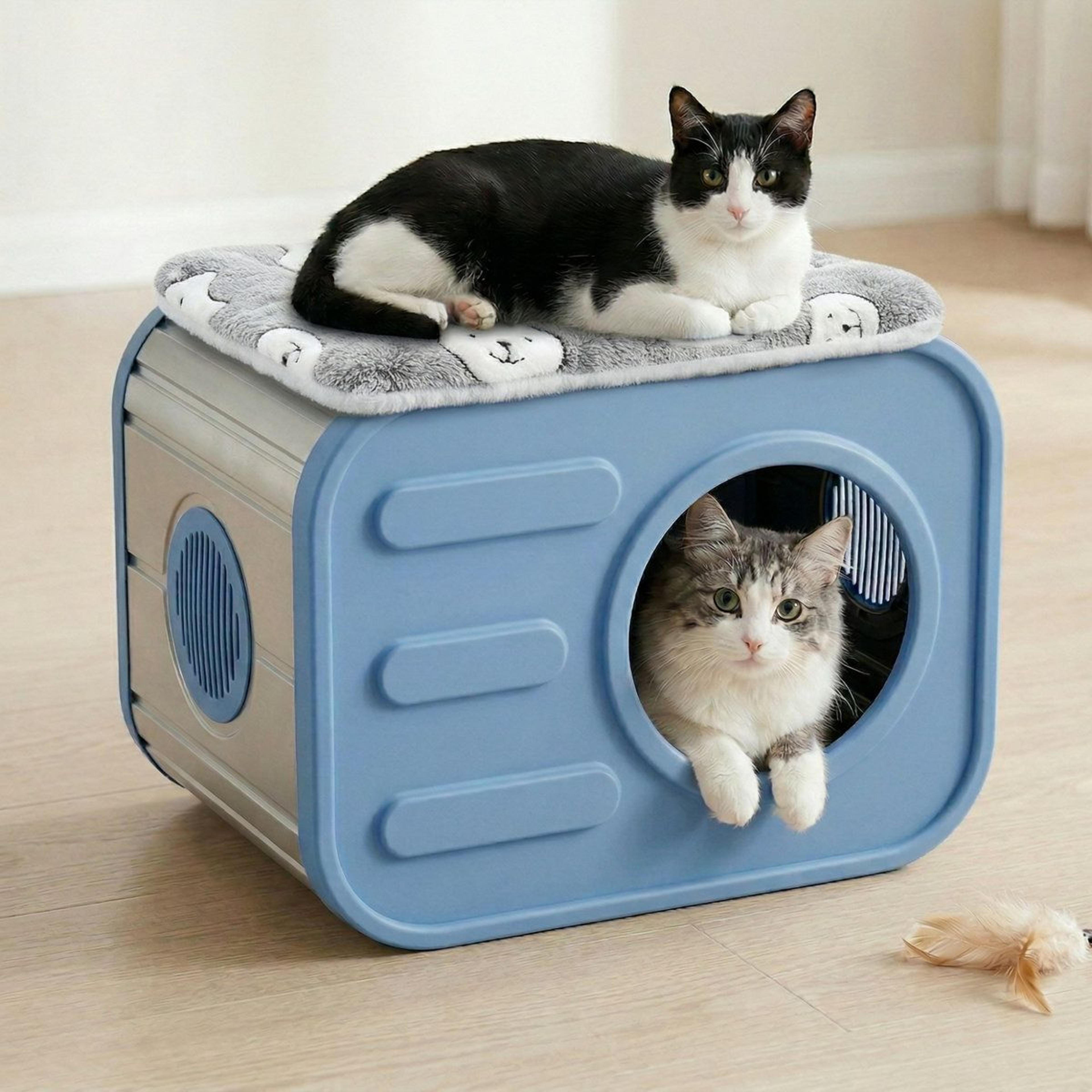 Camera Shaped Outdoor Cat House Weatherproof Resin Cat Shelter With Cushion For Indoor  Outdoor Use 6