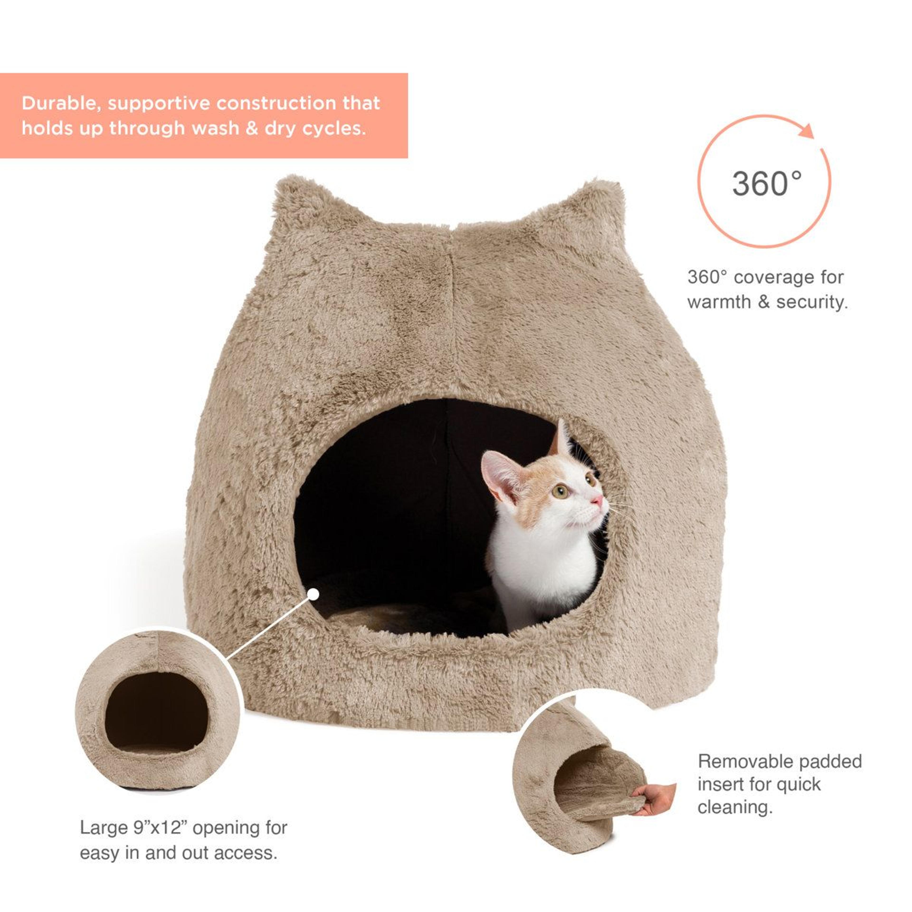 Fur Meow Hut Hooded Cat Hideaway Hut And Cozy Pet Bed 2
