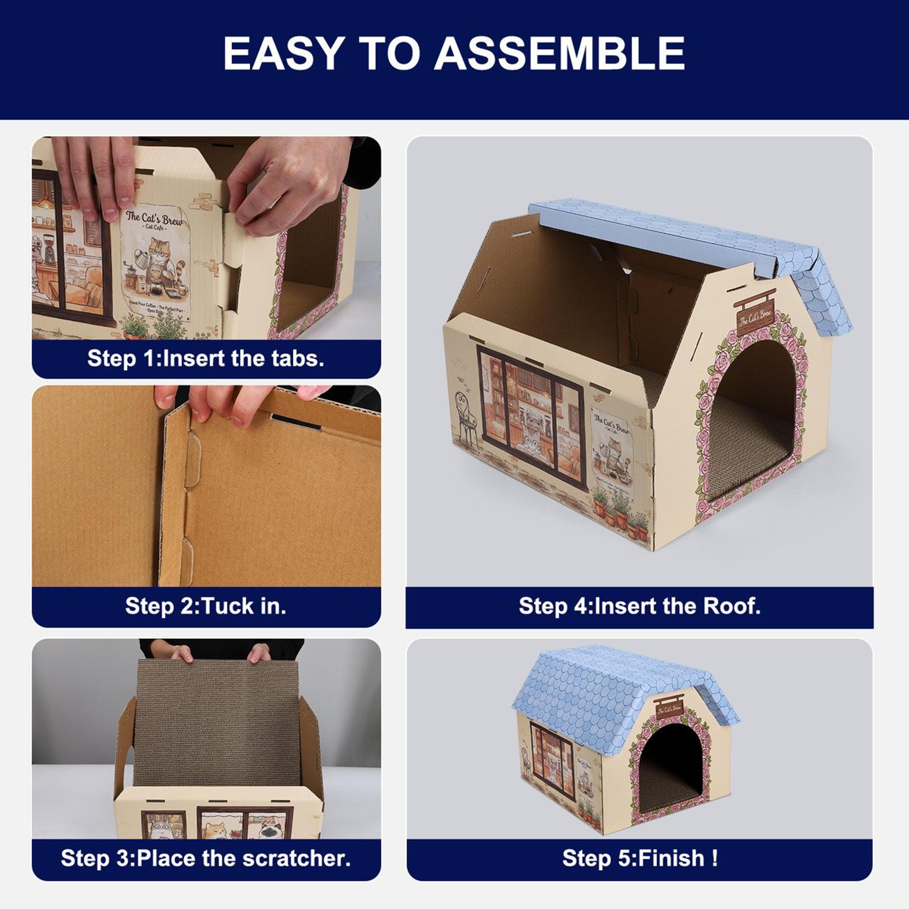 Coffee Shop Fun House 2in1 Cardboard Cat House And Scratcher Playhouse 3