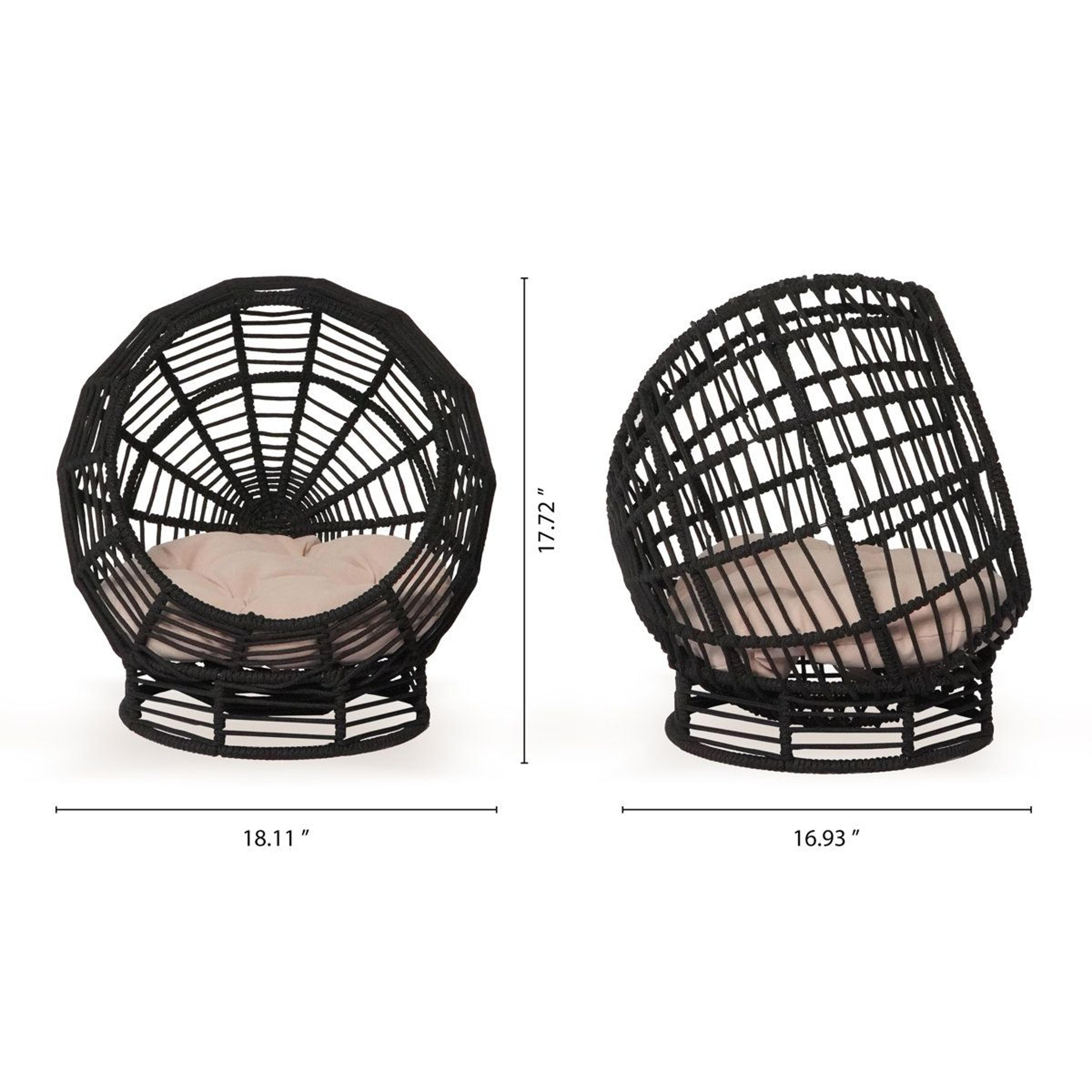 Elevated Cat Hut Woven Indoor Cooling Cat Bed With Plush Cushion 3