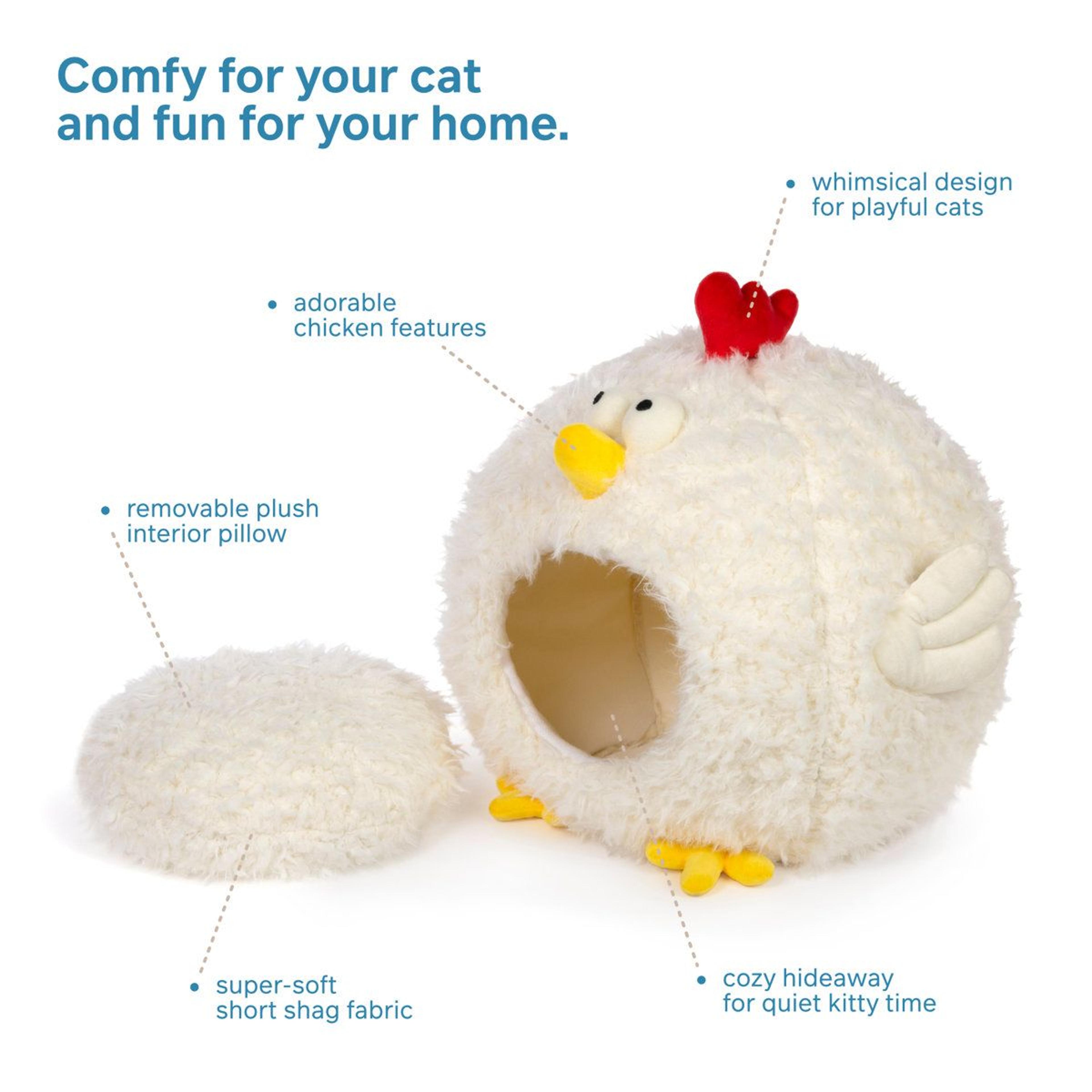 Comfy Chicken Plush Cat Bed Hideaway 4