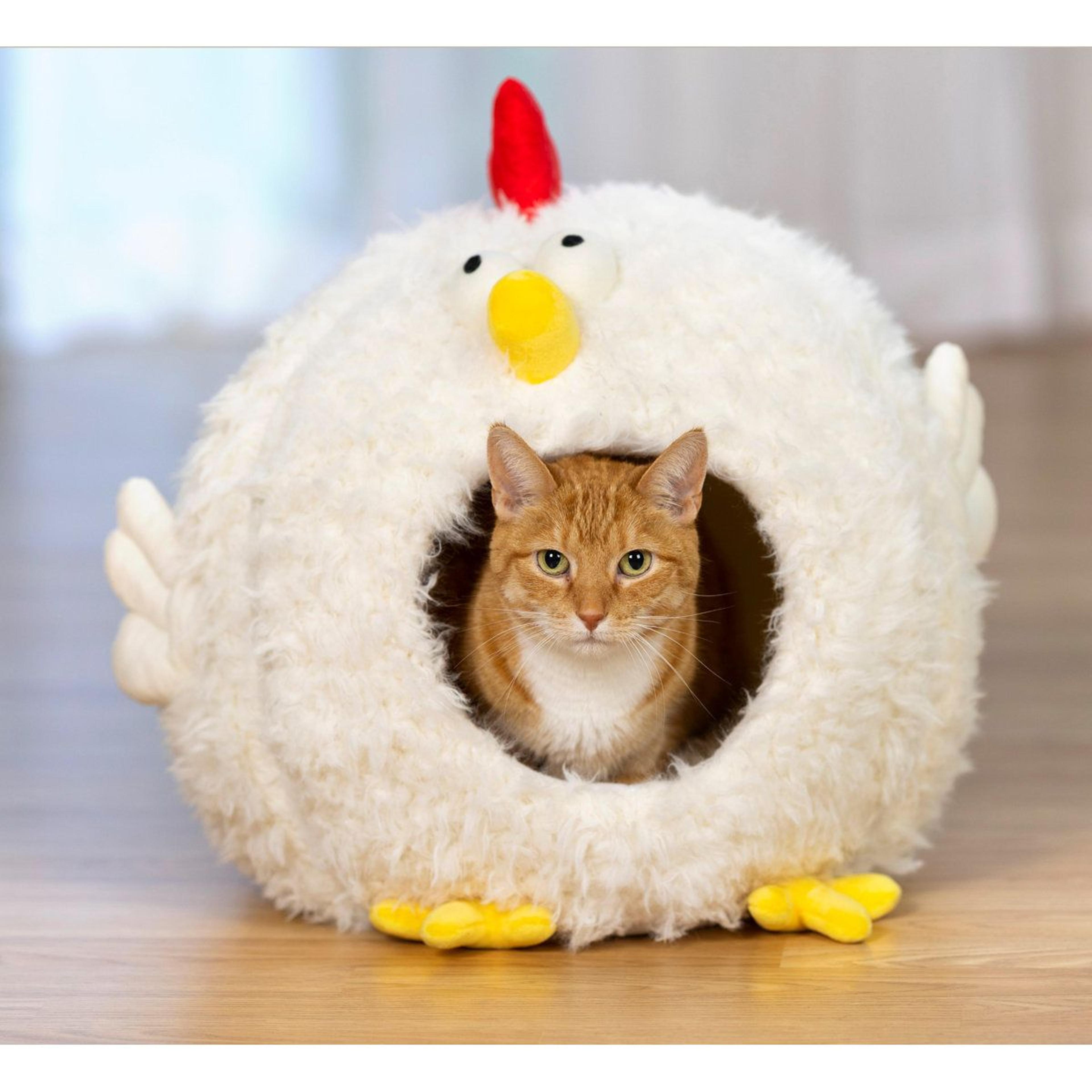 Comfy Chicken Plush Cat Bed Hideaway 1