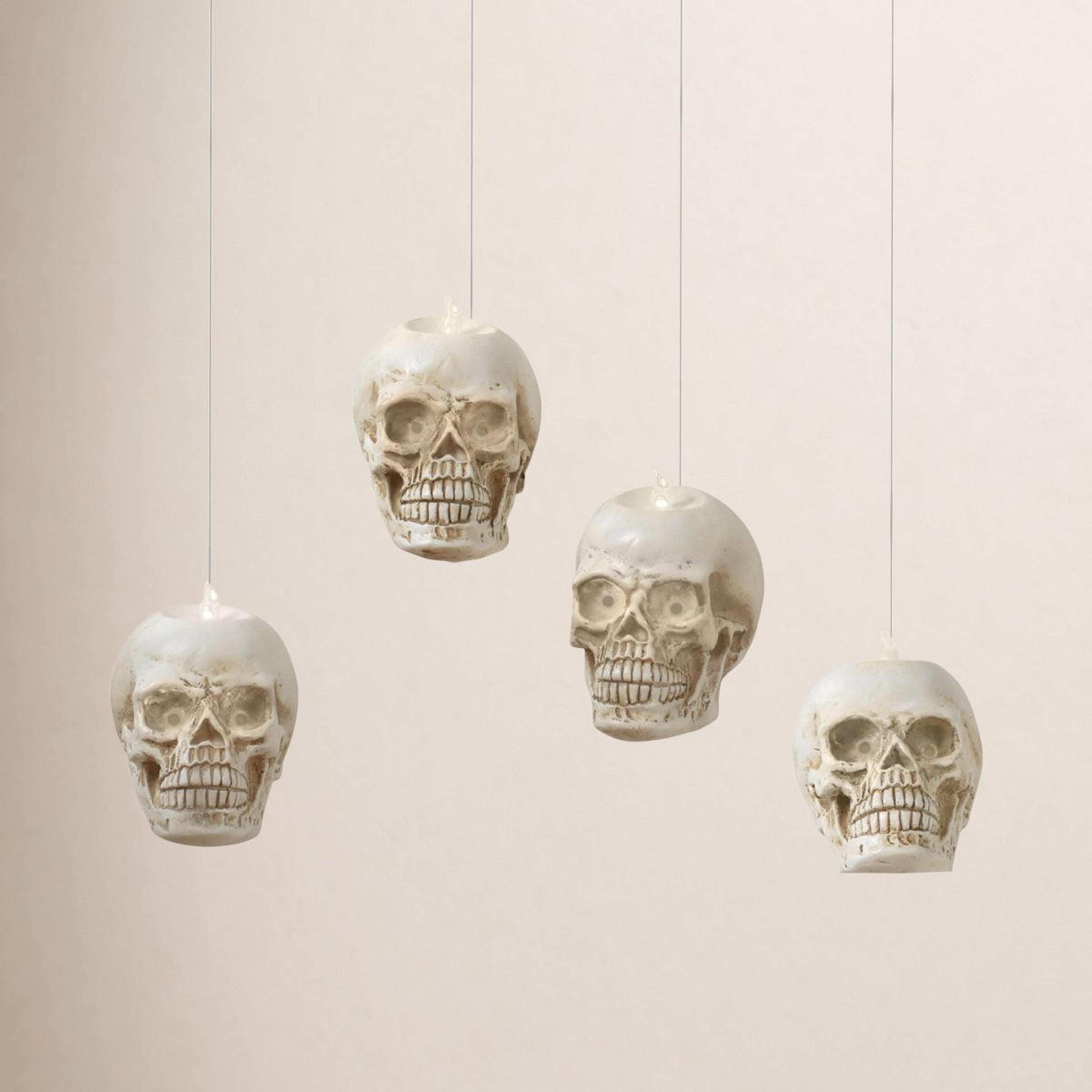 lighted hanging skulls set battery operated halloween decorations with remote & timer