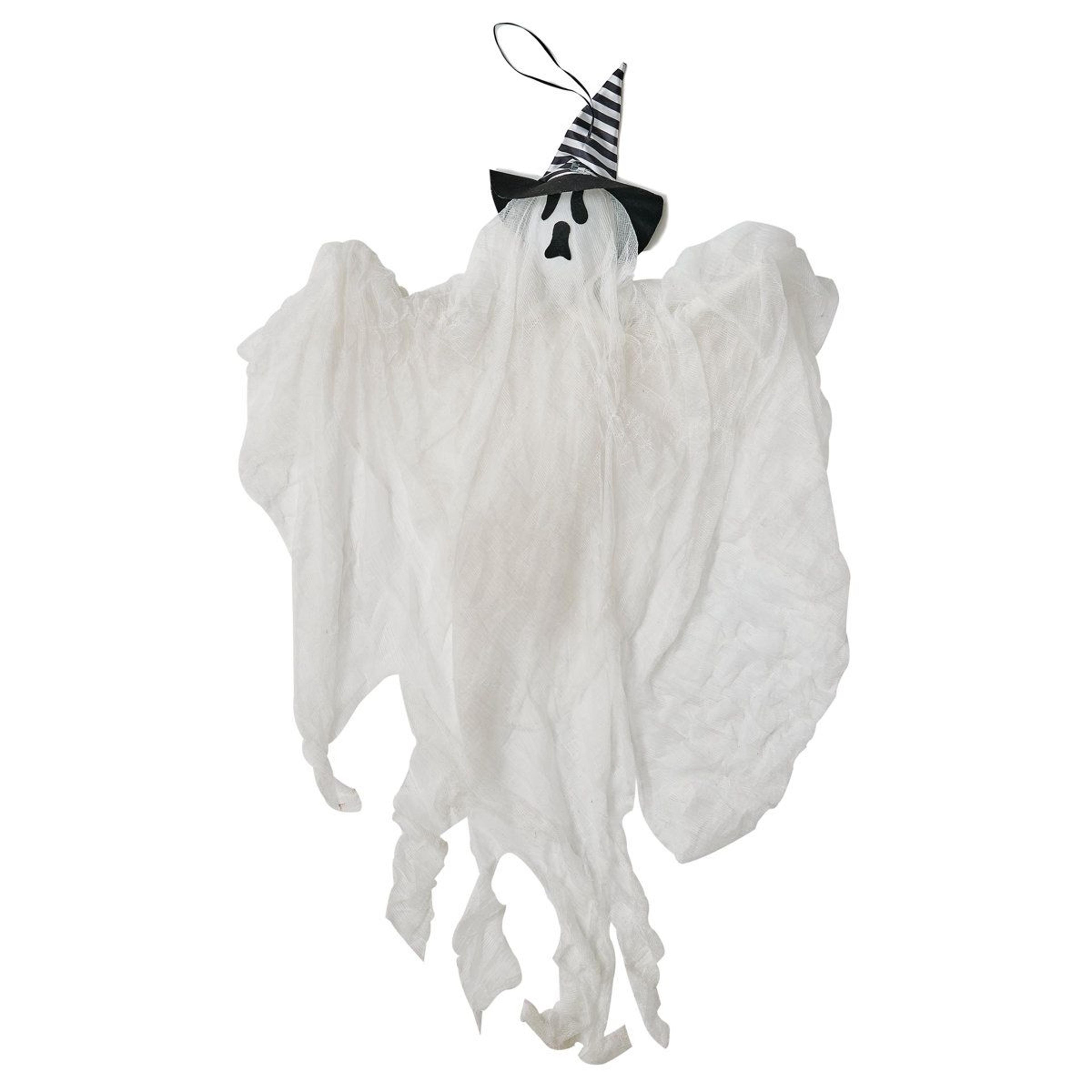 57-inch hanging halloween ghost with stripe hat - spooky porch decor
