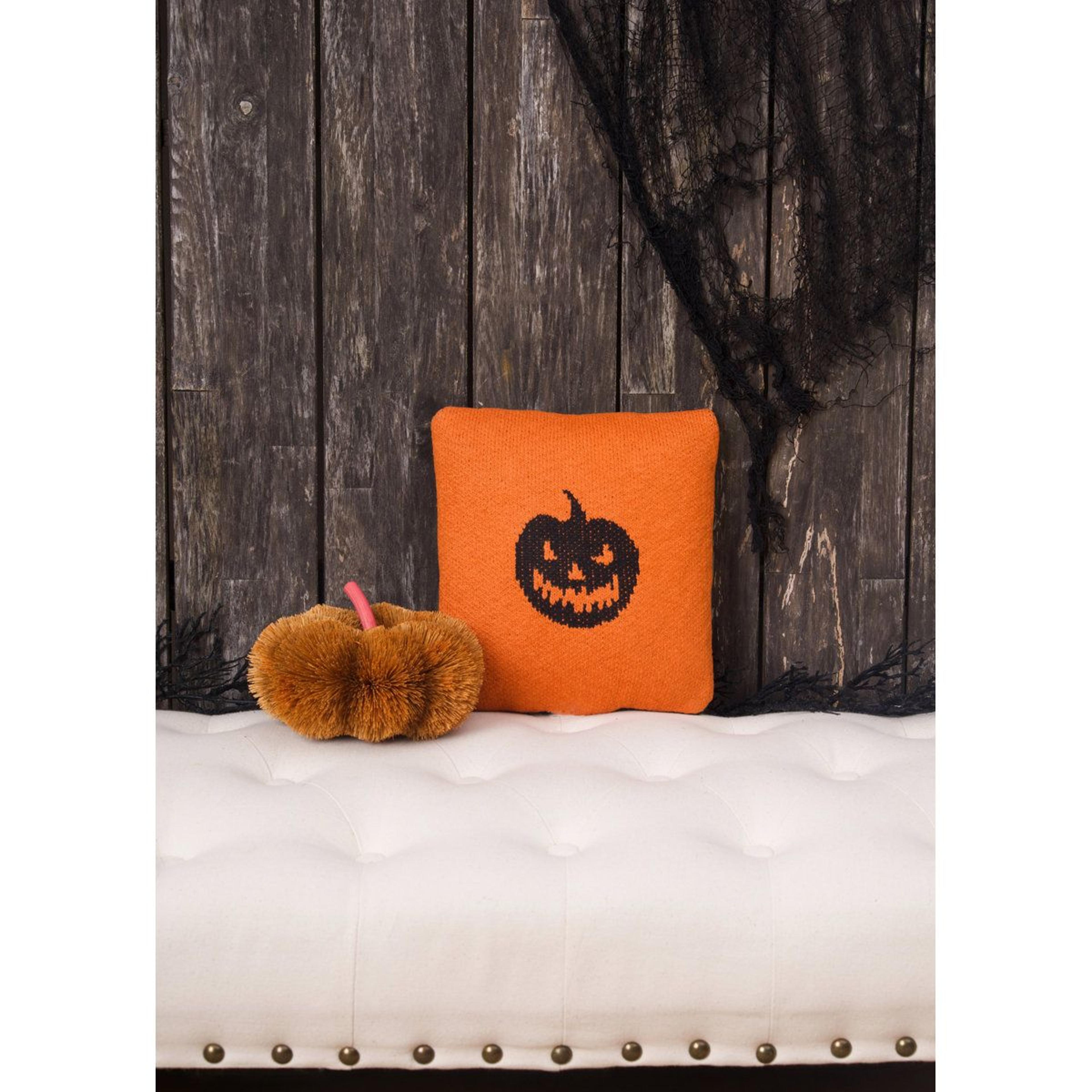 Lantern Reversible Knit Halloween Throw Pillow 4