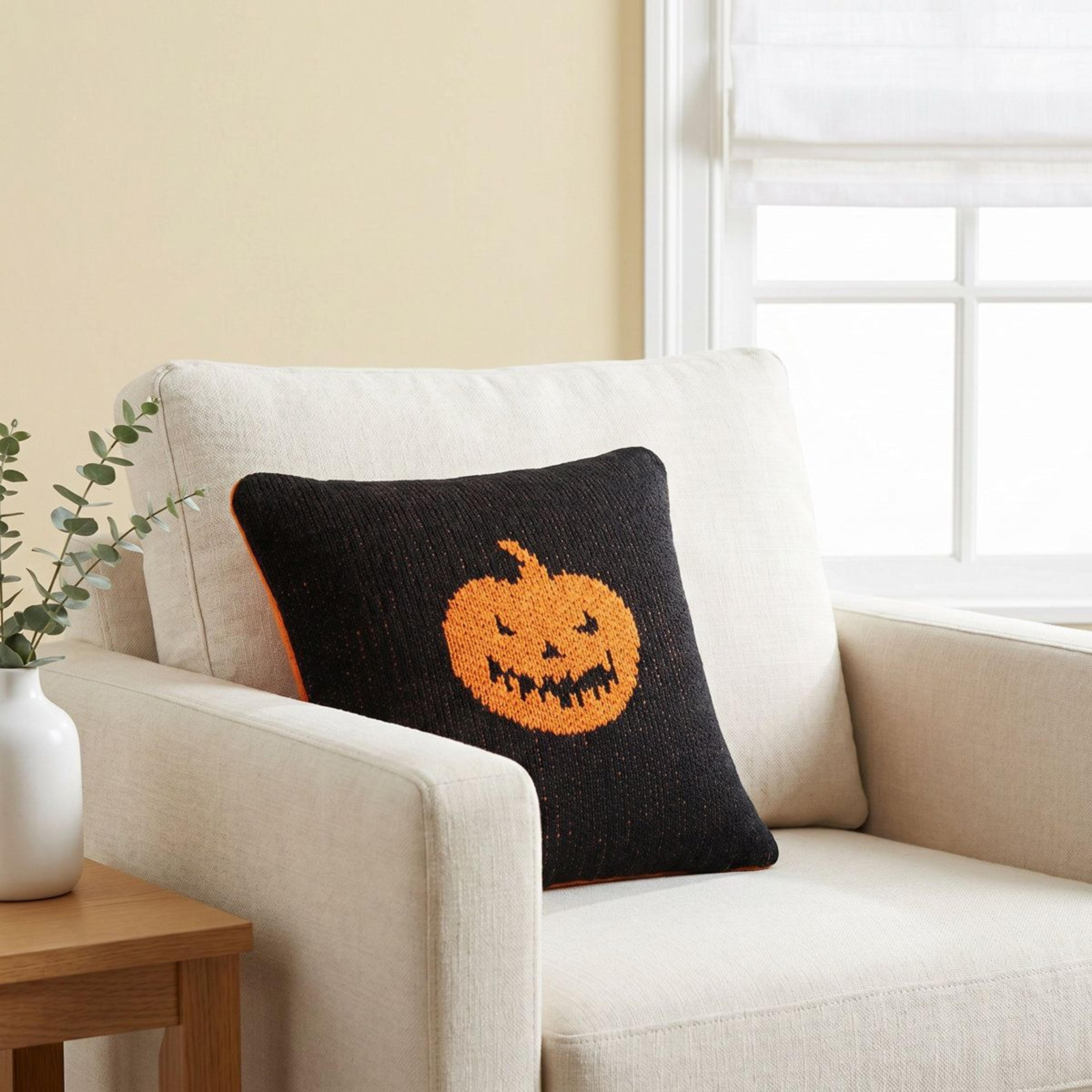 Lantern Reversible Knit Halloween Throw Pillow 5
