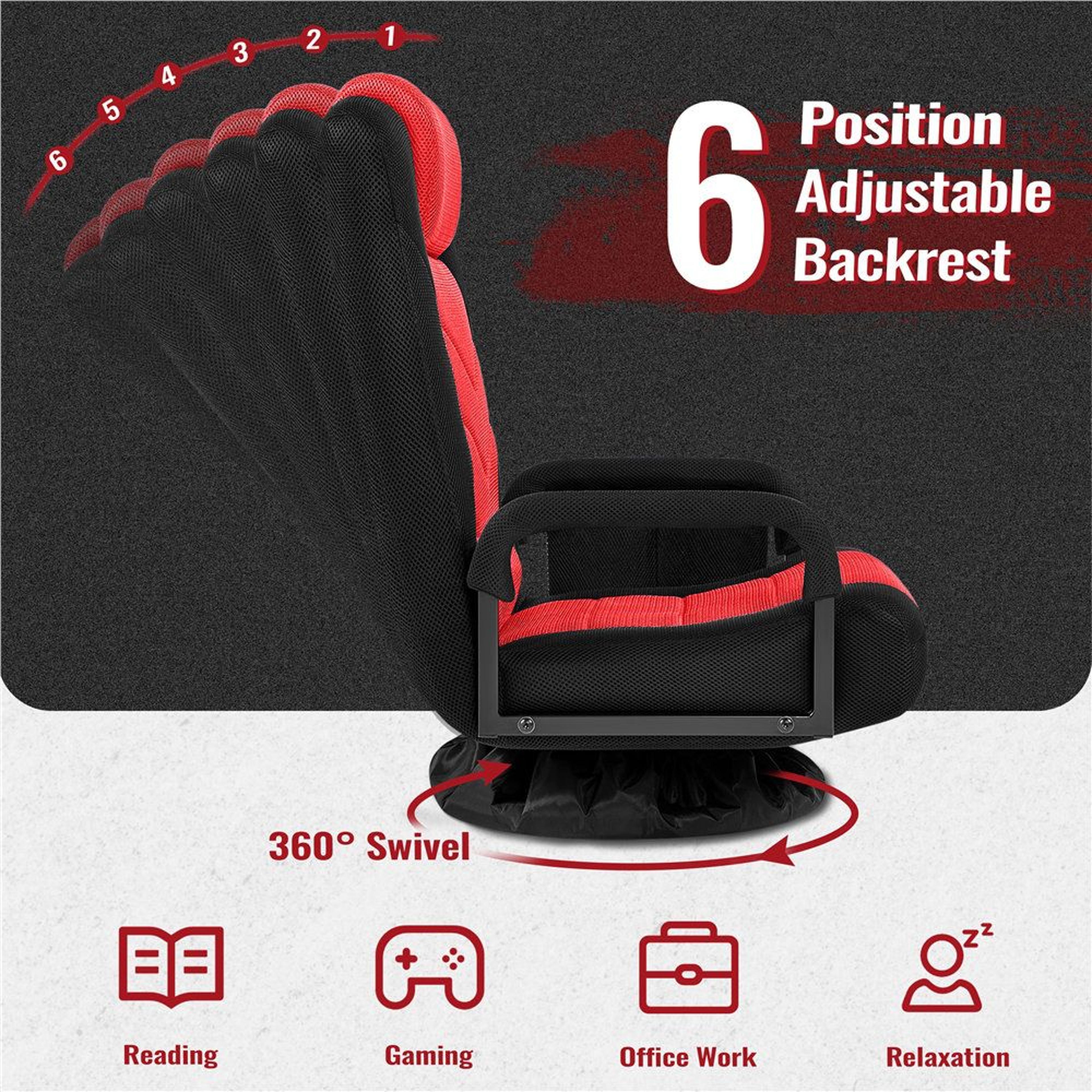 360 Swivel Gaming Floor Chair With Adjustable Backrest Foldable Ergonomic Seat For Console Gaming A 1