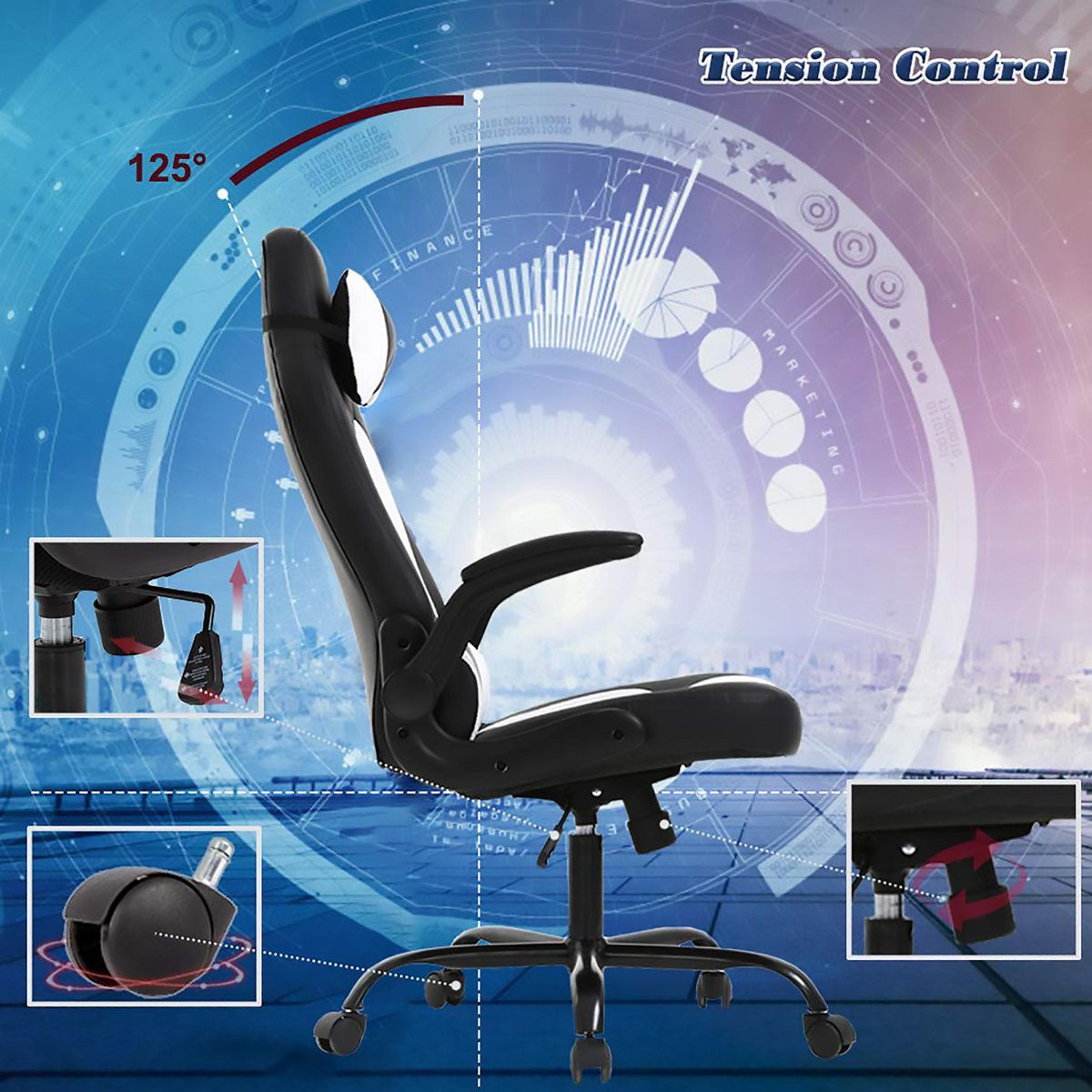 Ergonomic Massage Gaming Chair With Adjustable Padded Armrests And Lumbar Support 3