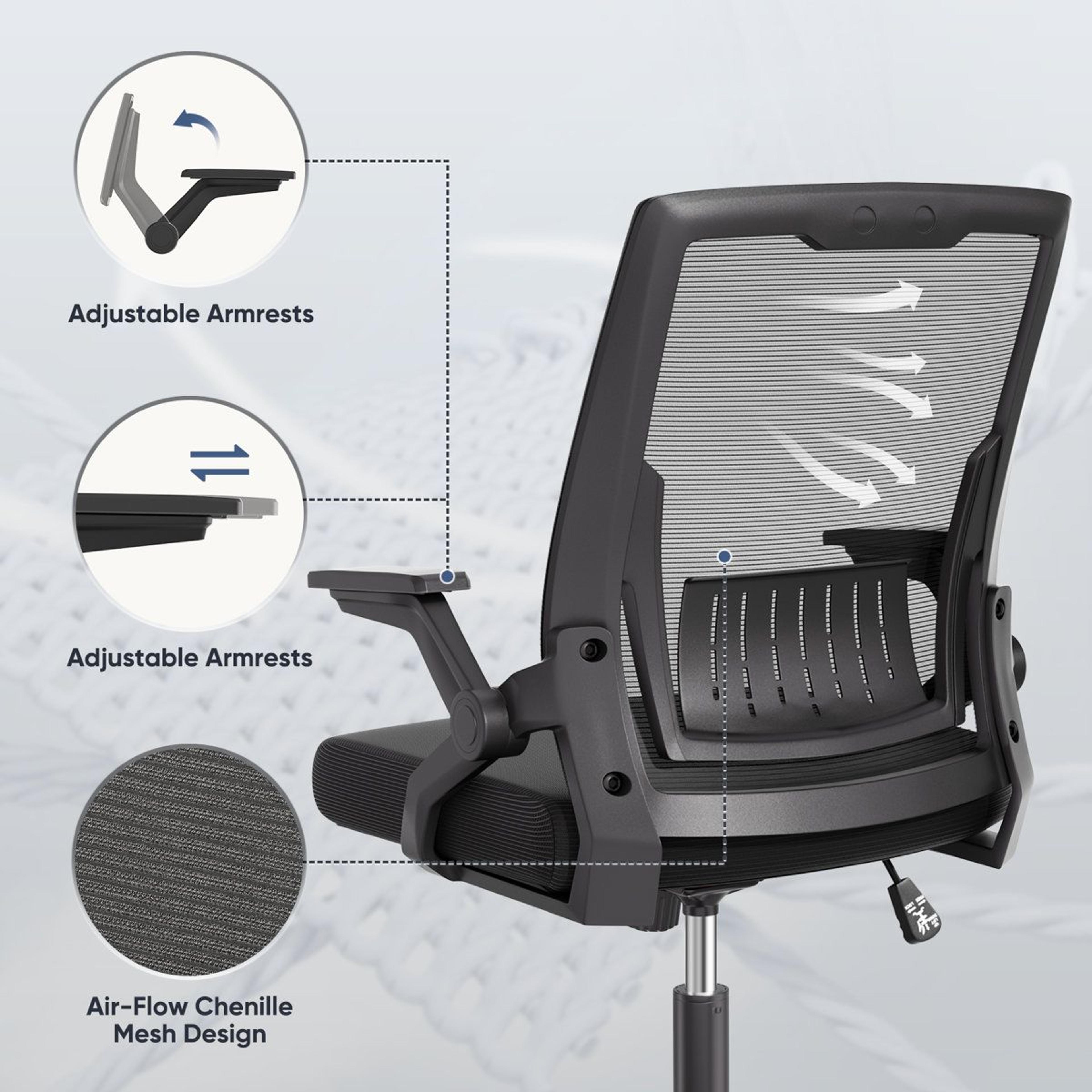 Ergonomic Mesh Office Chair With FlipUp Arms For Small Spaces 2
