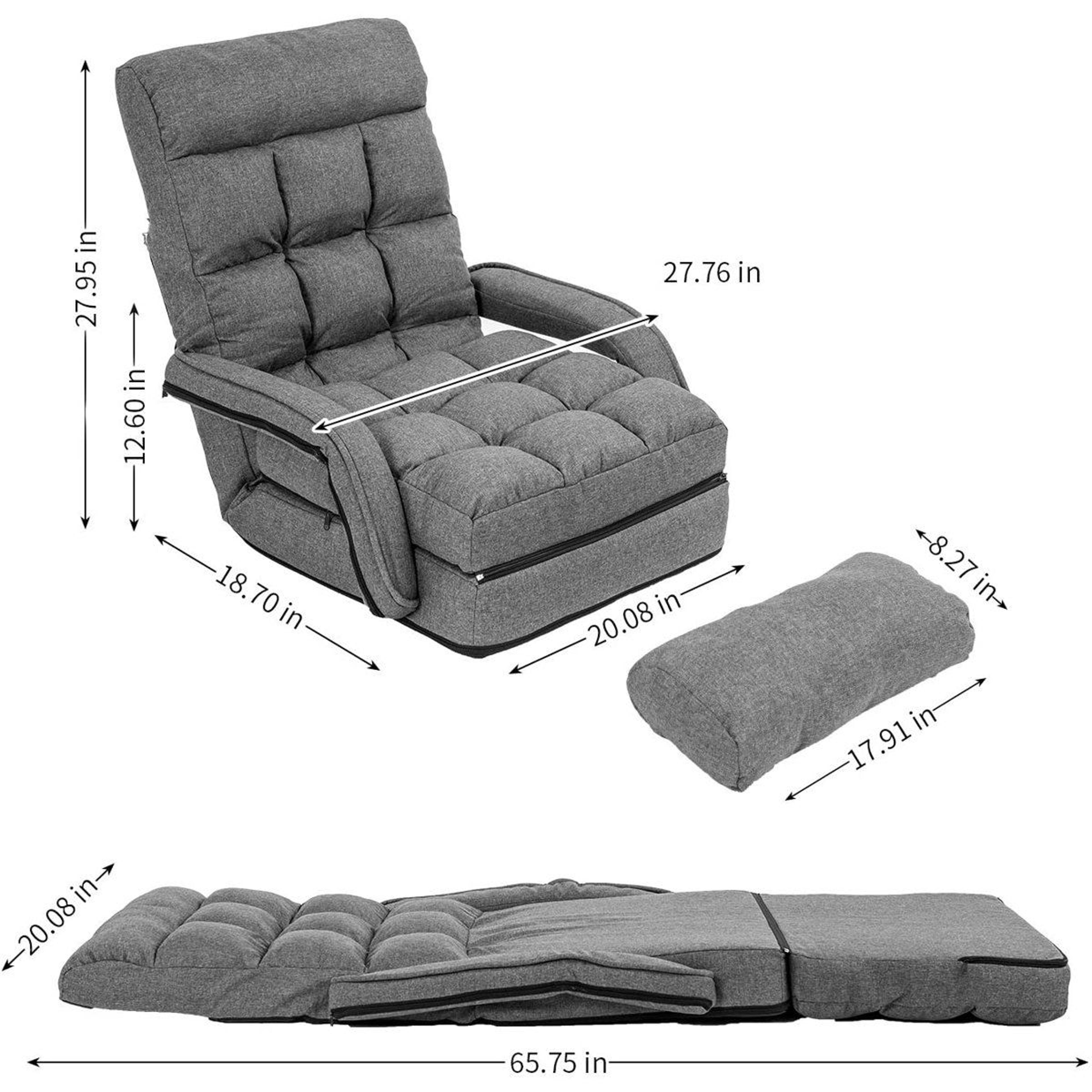 Reclining Ergonomic Floor Chair With Footrest And Adjustable Backrest 1