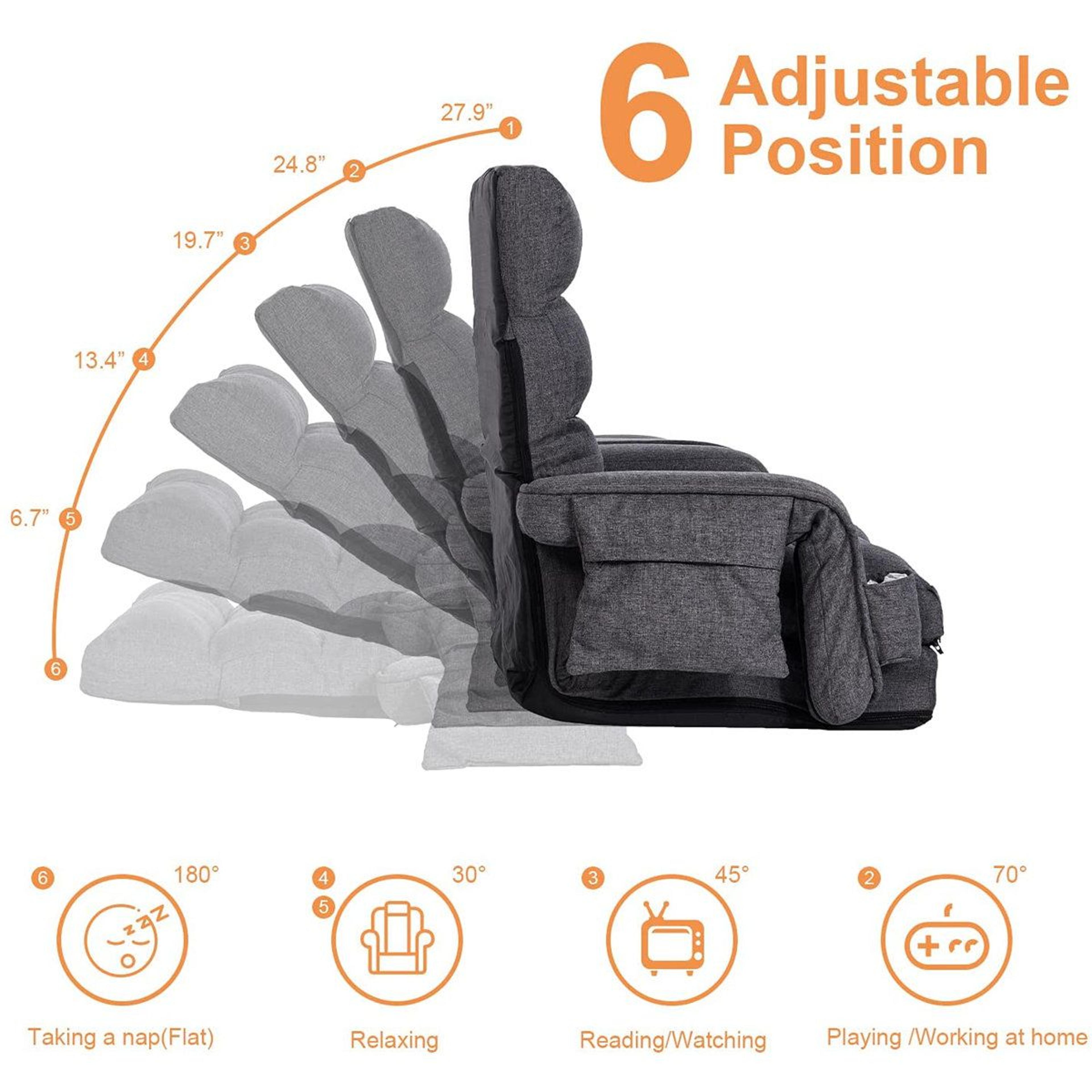 Reclining Ergonomic Floor Chair With Footrest And Adjustable Backrest 2