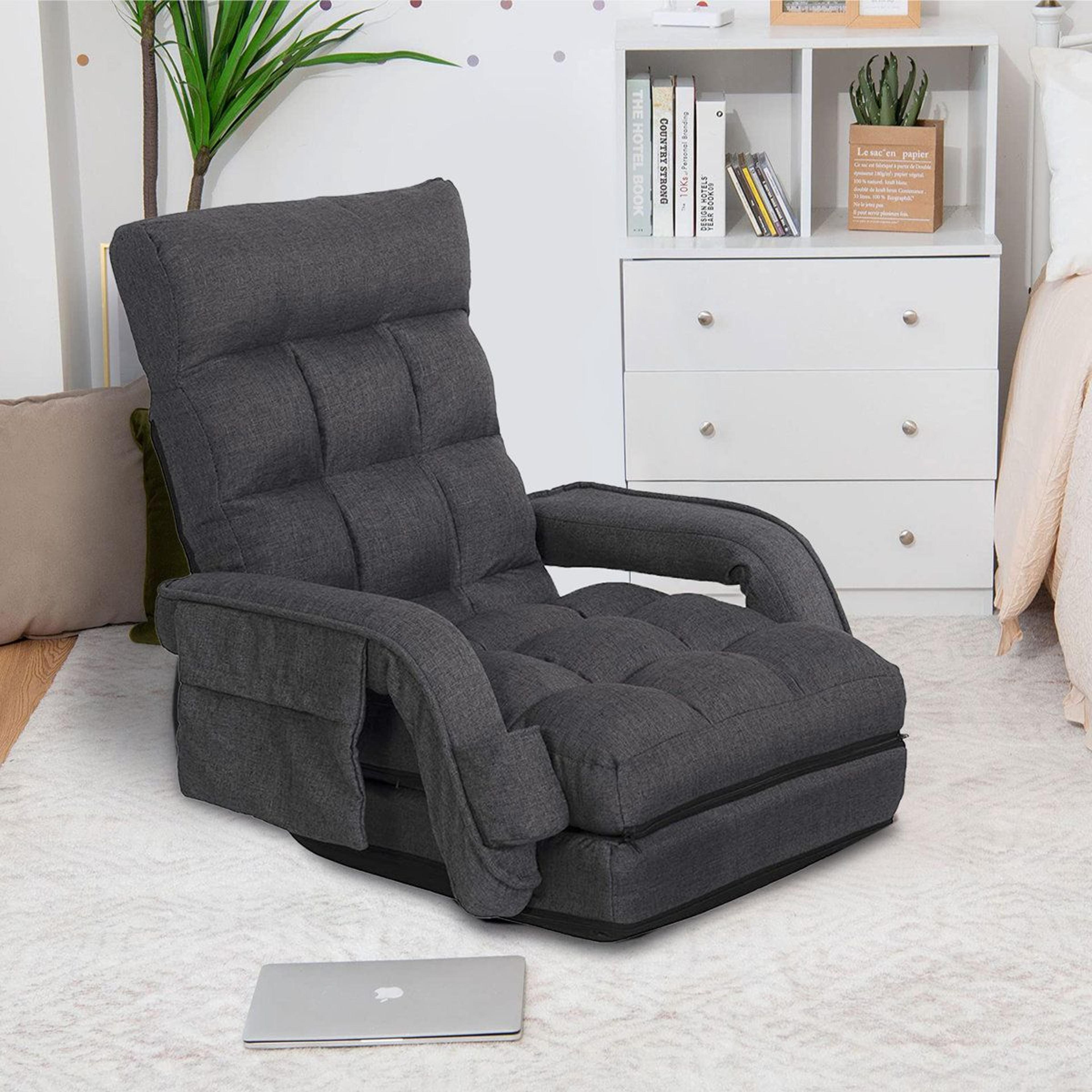 Reclining Ergonomic Floor Chair With Footrest And Adjustable Backrest 5