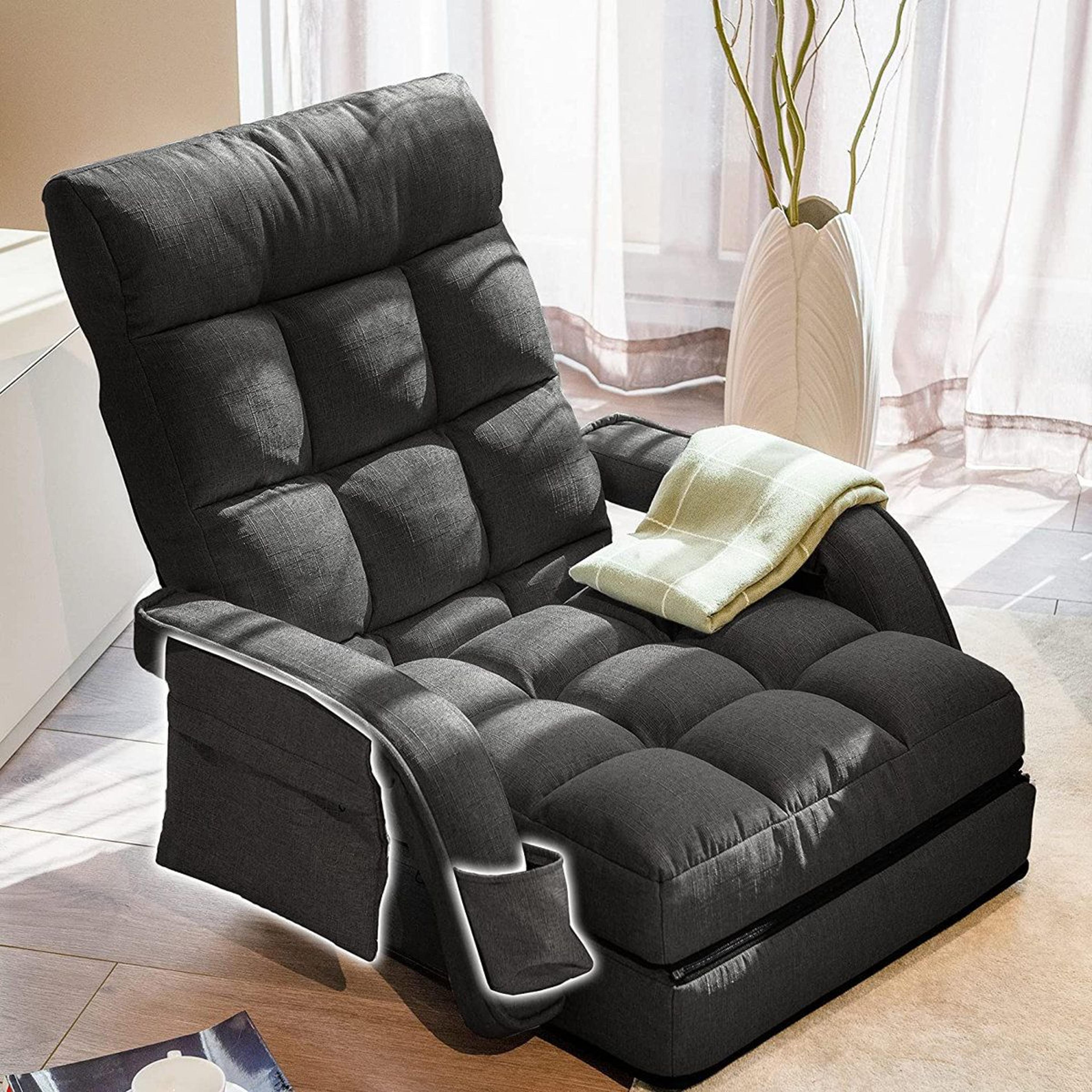Reclining Ergonomic Floor Chair With Footrest And Adjustable Backrest 6