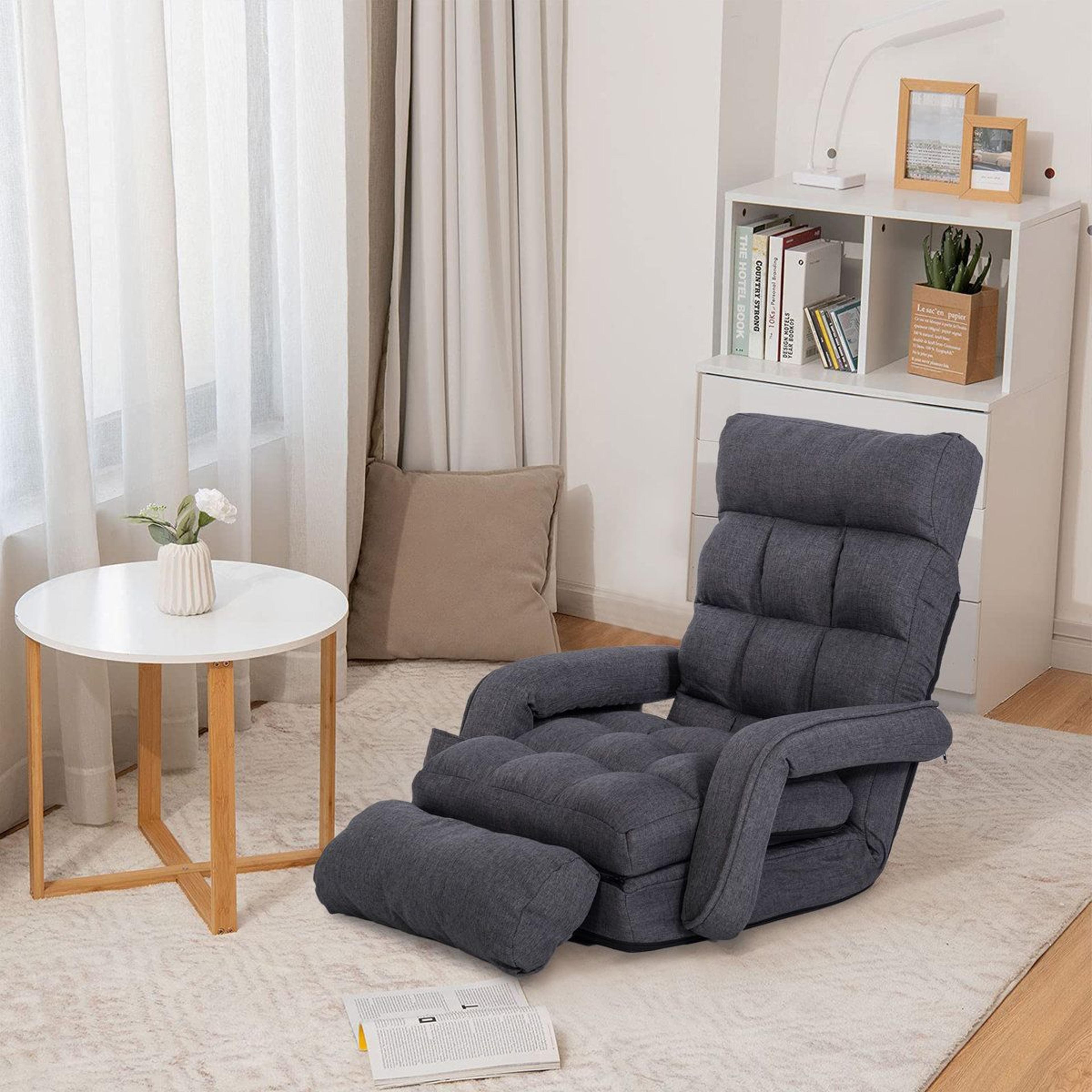 Reclining Ergonomic Floor Chair With Footrest And Adjustable Backrest 9