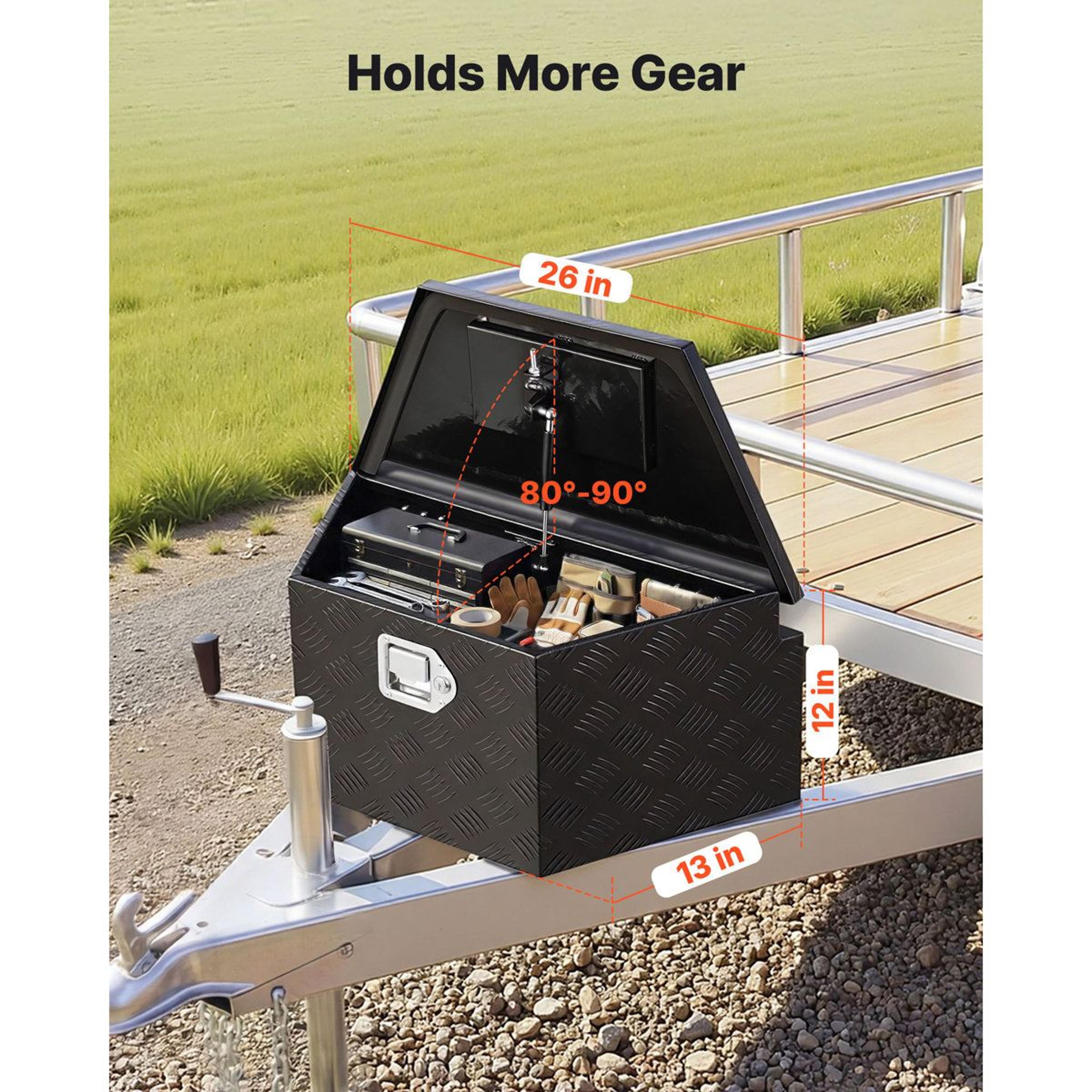 Aluminum Trailer Tongue Box Heavy Duty Tool Chest For Truck Bed And RV 3