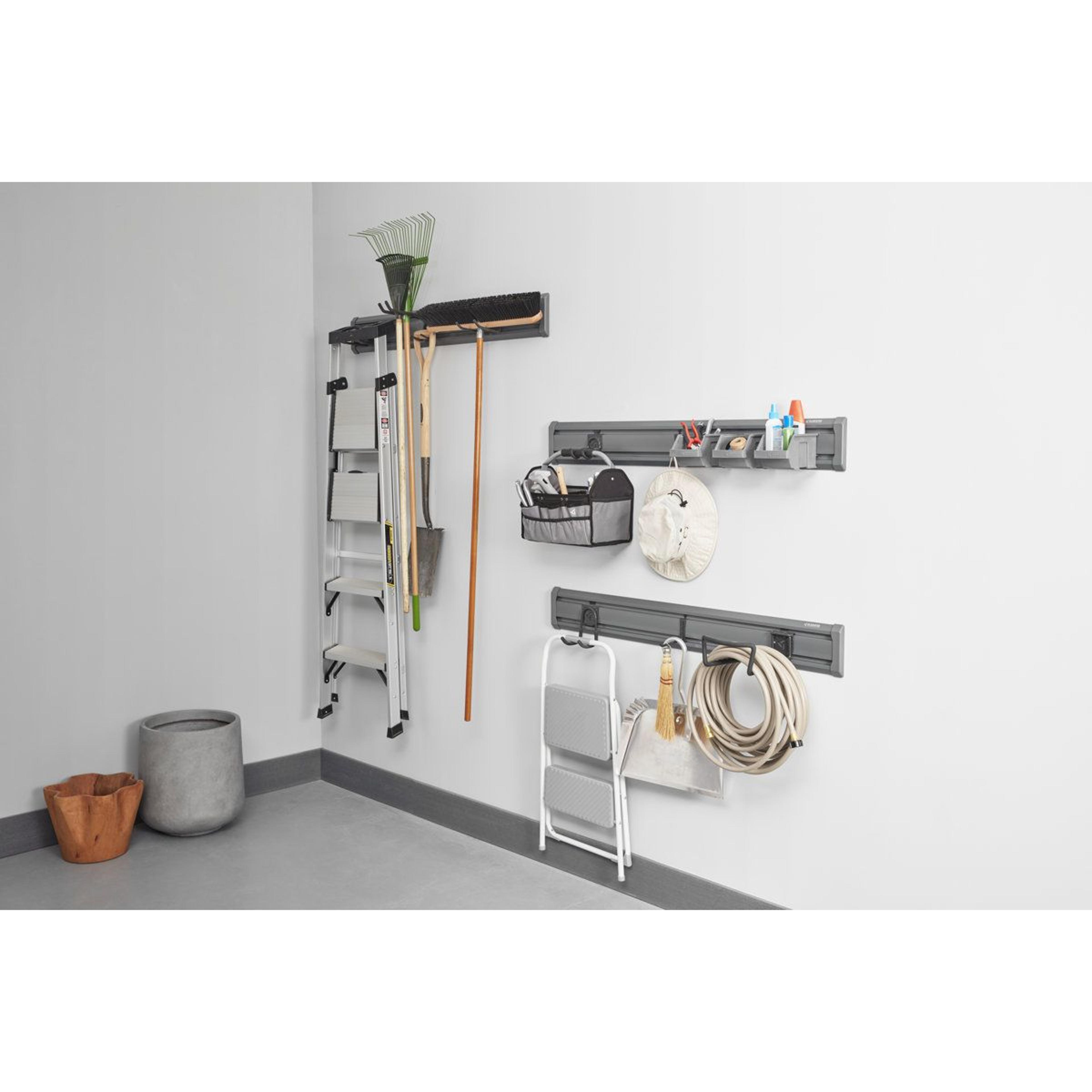 4 wide geartrack channels set for garage wall storage