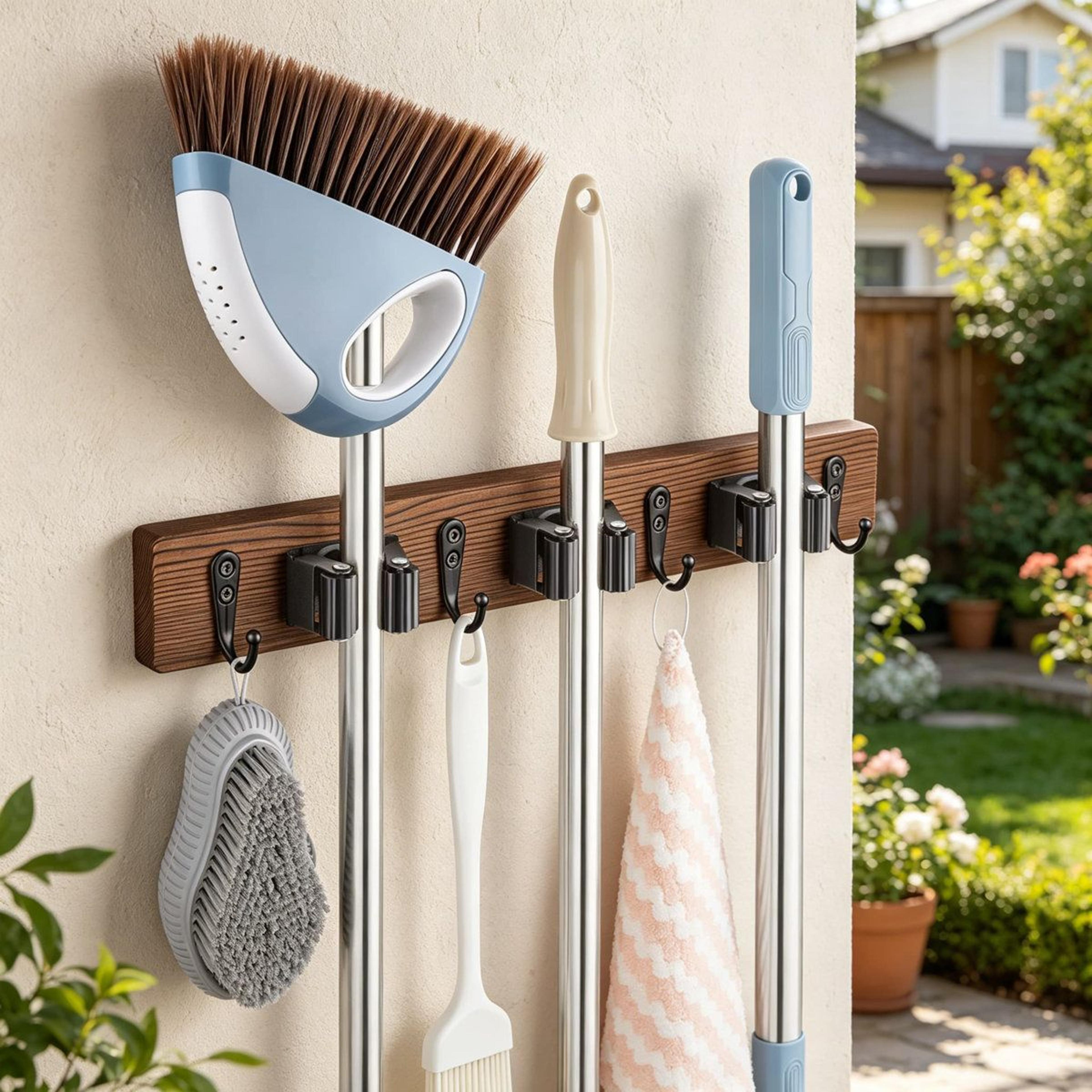 Wood Broom And Mop Holder 3