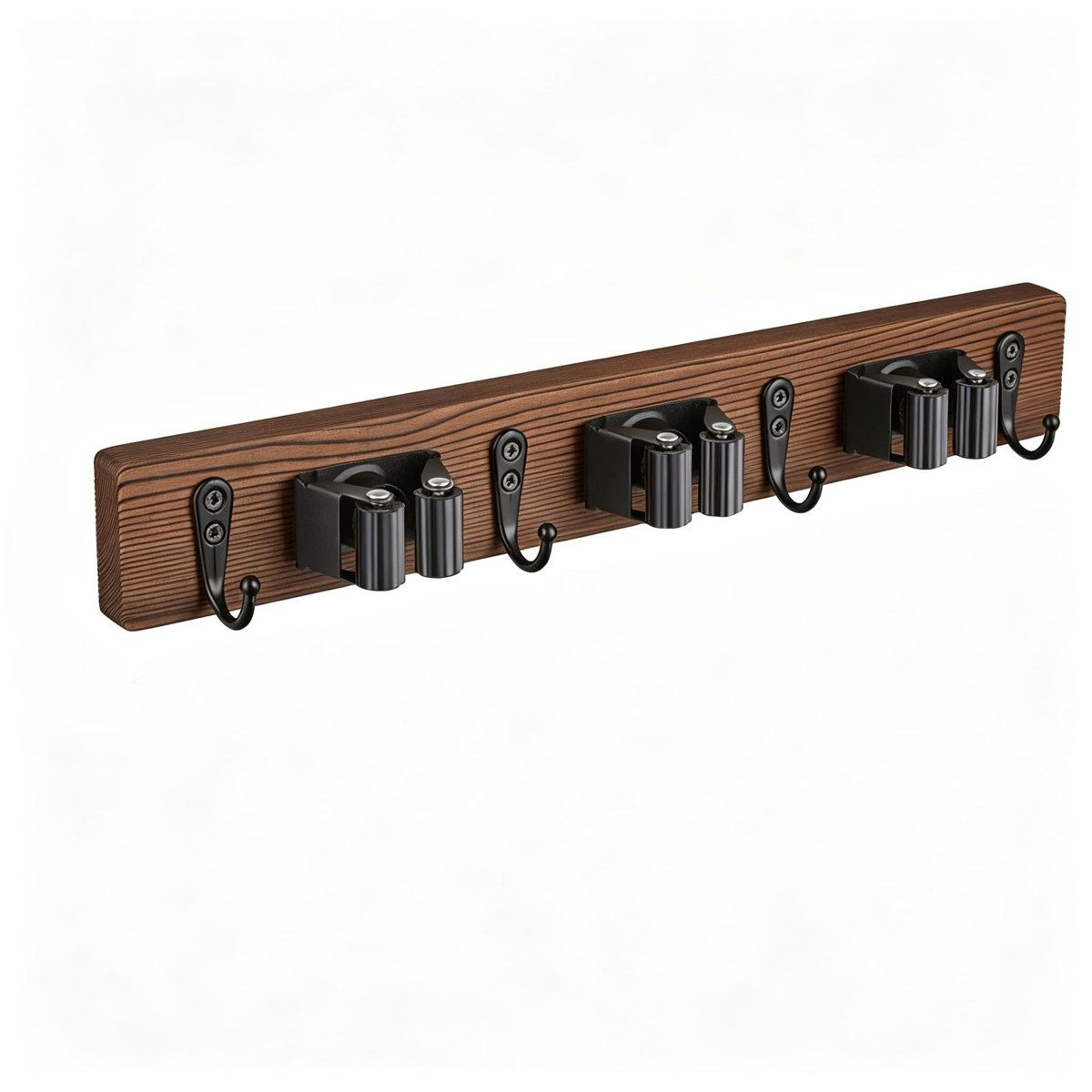 wood broom and mop holder