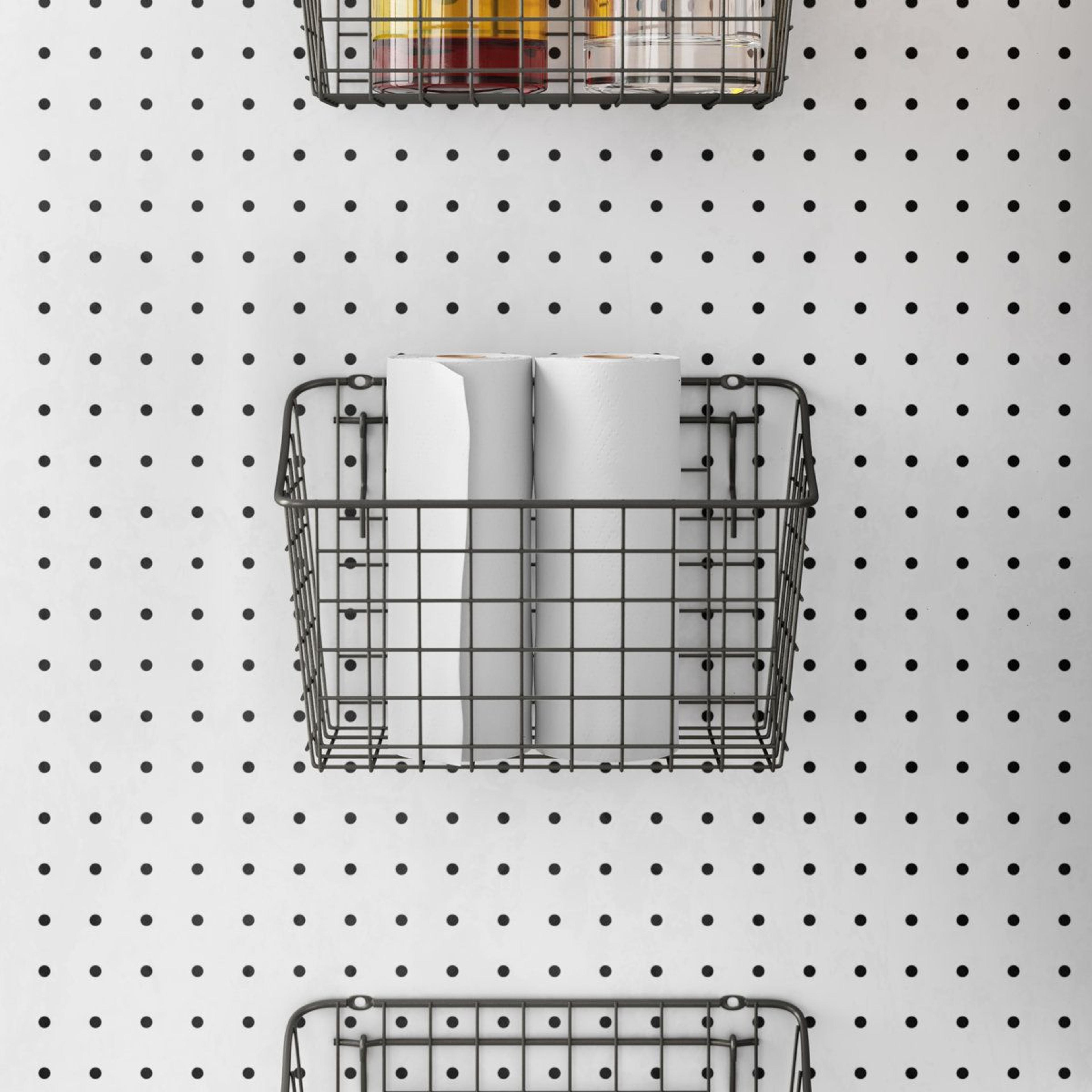 Heavy Duty Wire Pegboard Storage Basket Wall Mount Organizer 10