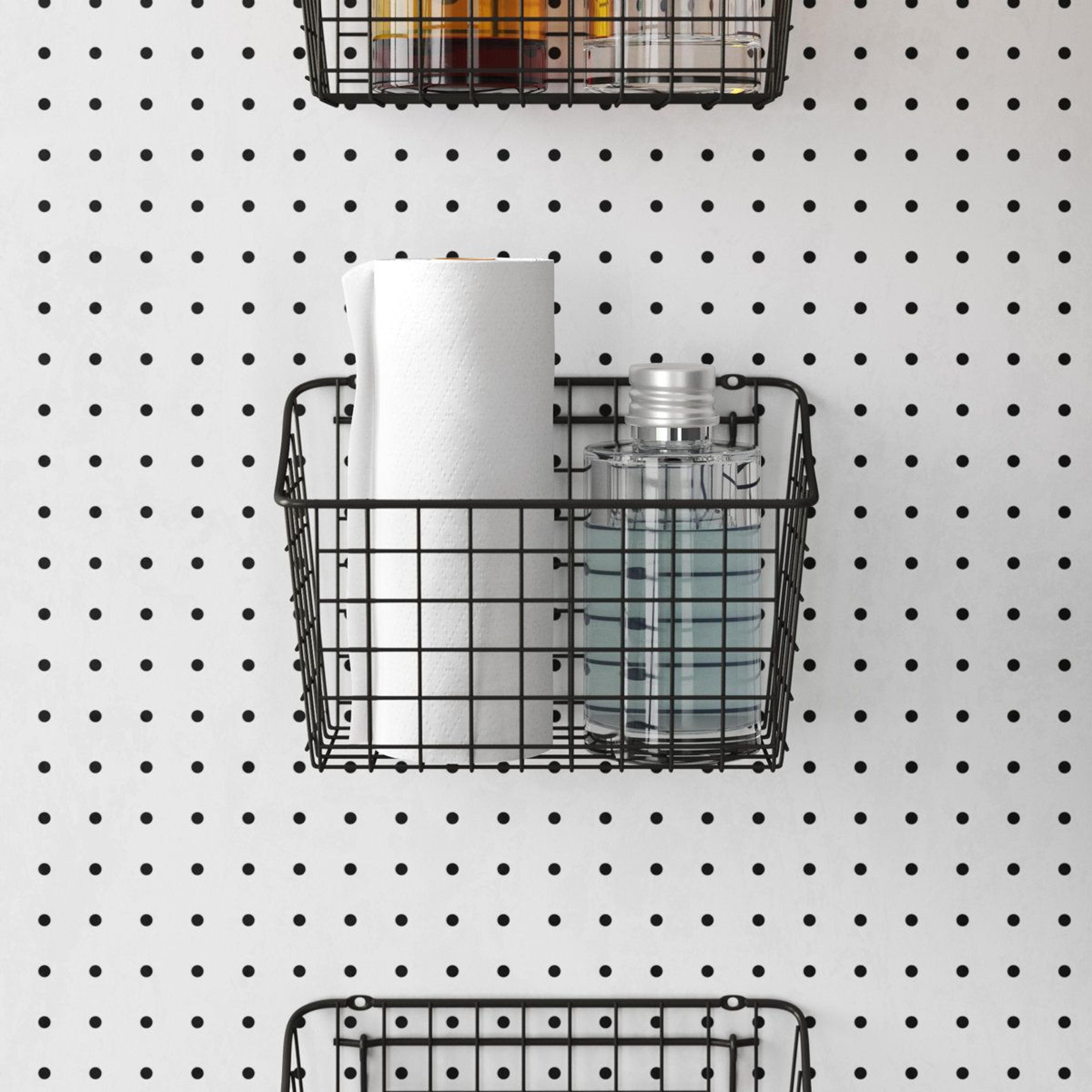 Heavy Duty Wire Pegboard Storage Basket Wall Mount Organizer 11