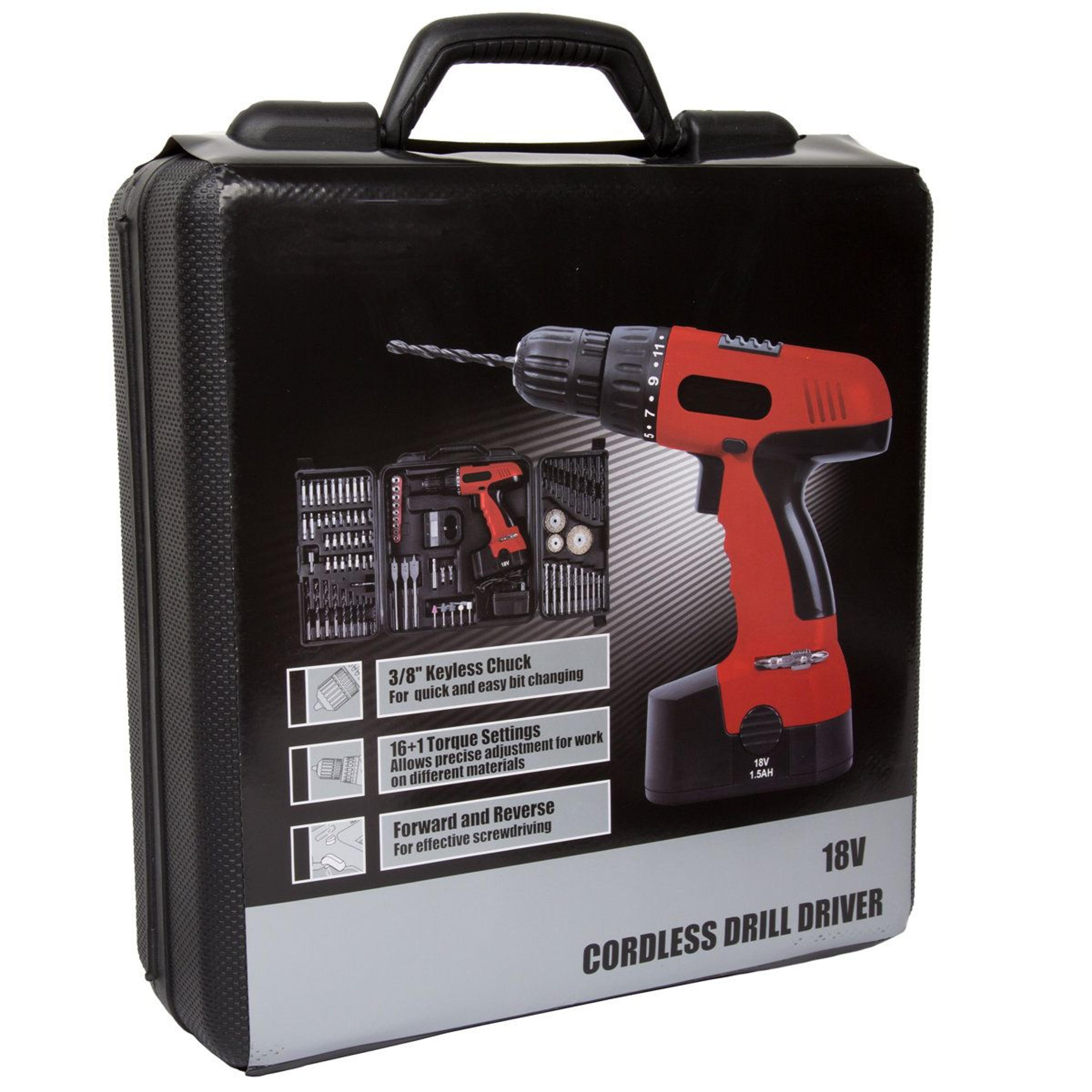 89 Piece Cordless Power Drill Set Red 1