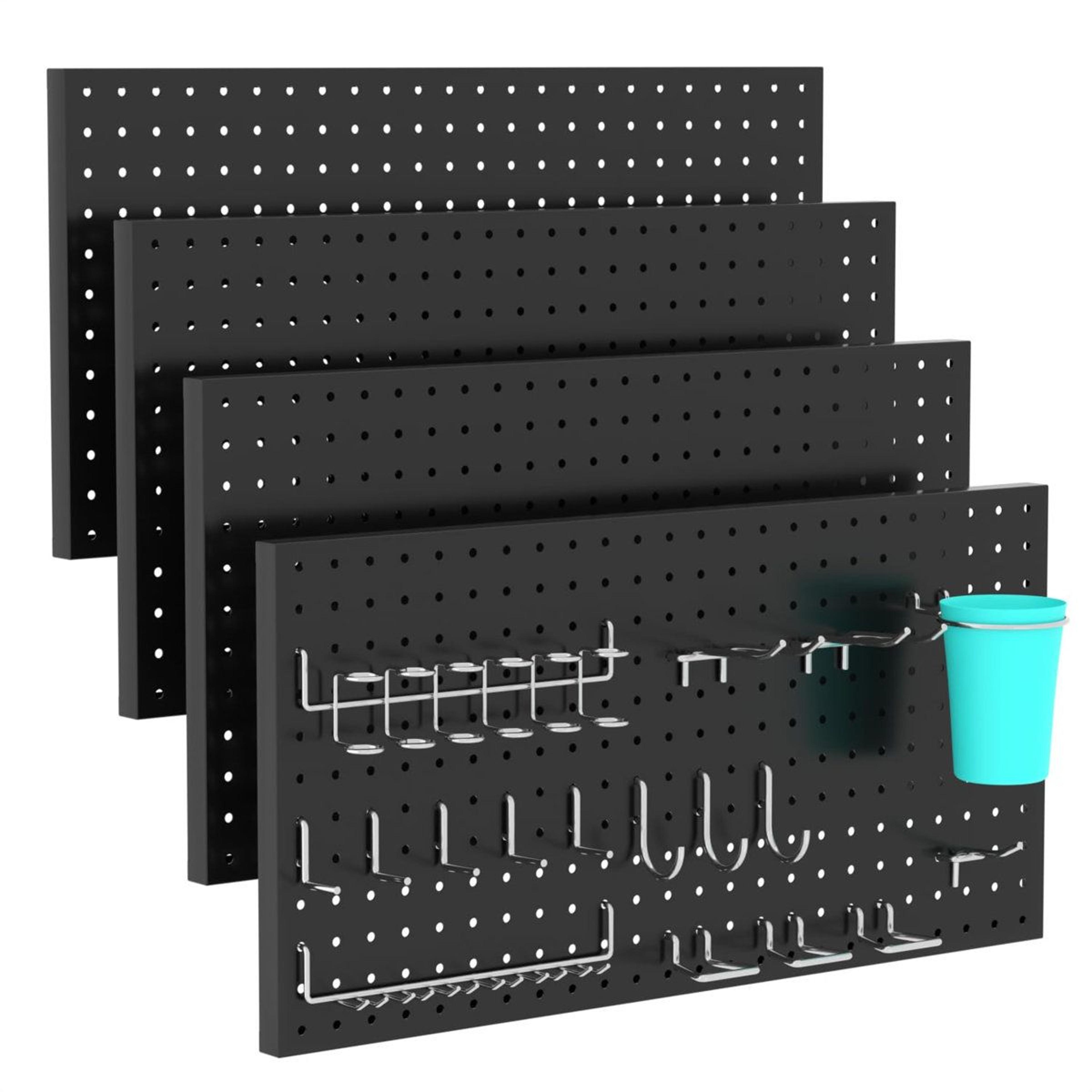 heavy duty black metal pegboard wall organizer for garage and home tool storage
