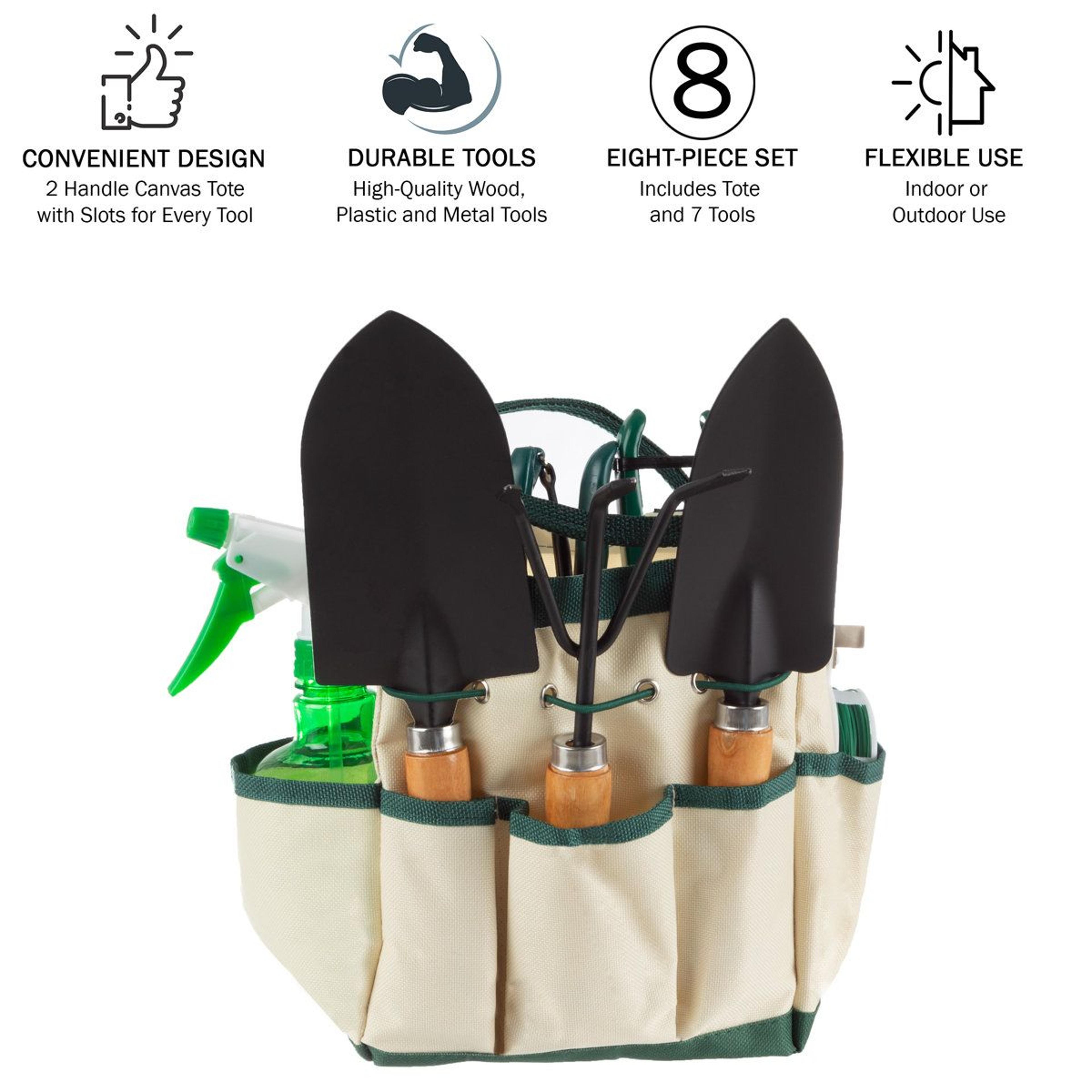Pure Garden Eight Piece Hand Tool Kit With Canvas Storage Tote 6