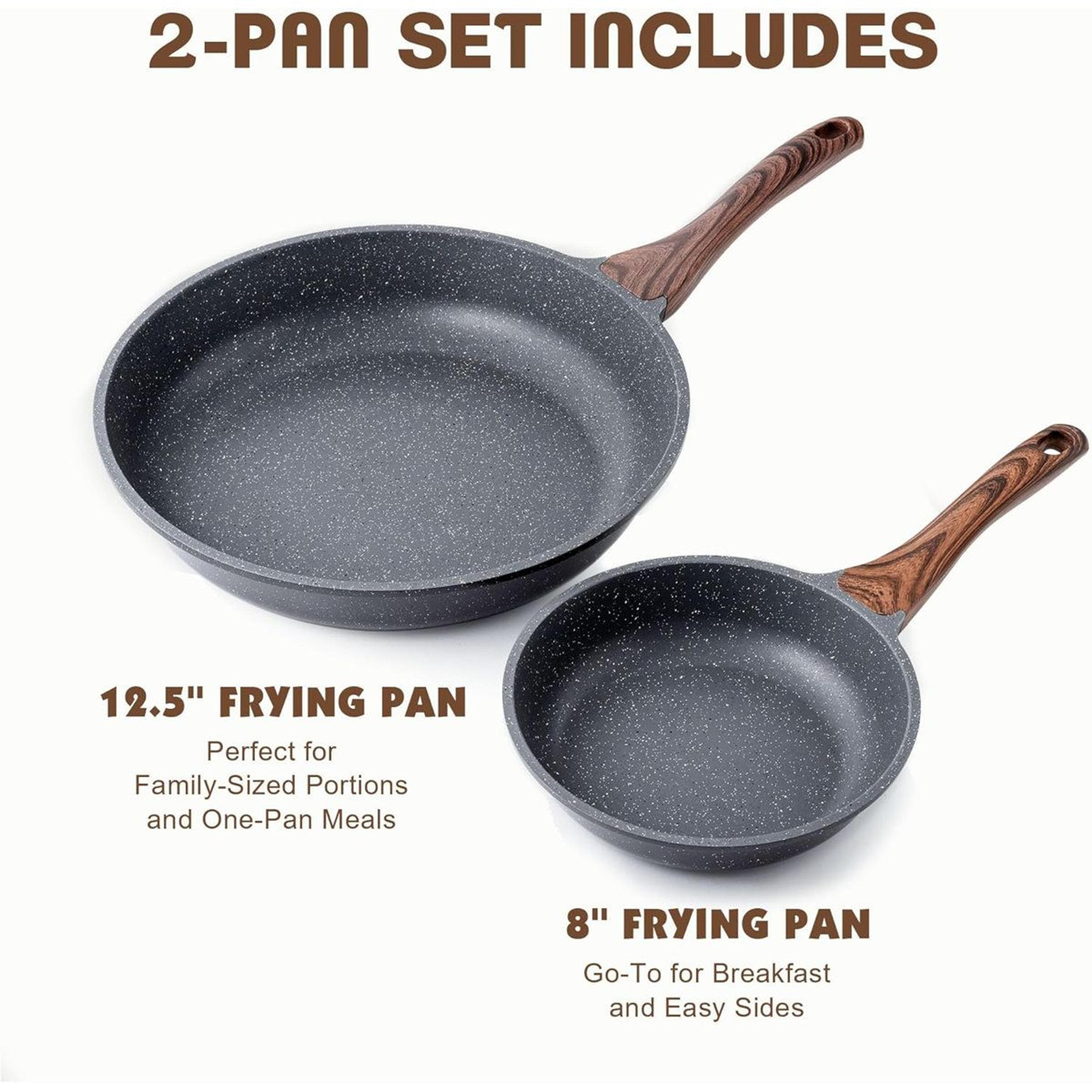 Nonstick Fry Pan Set Induction Safe Skillet Cookware 4