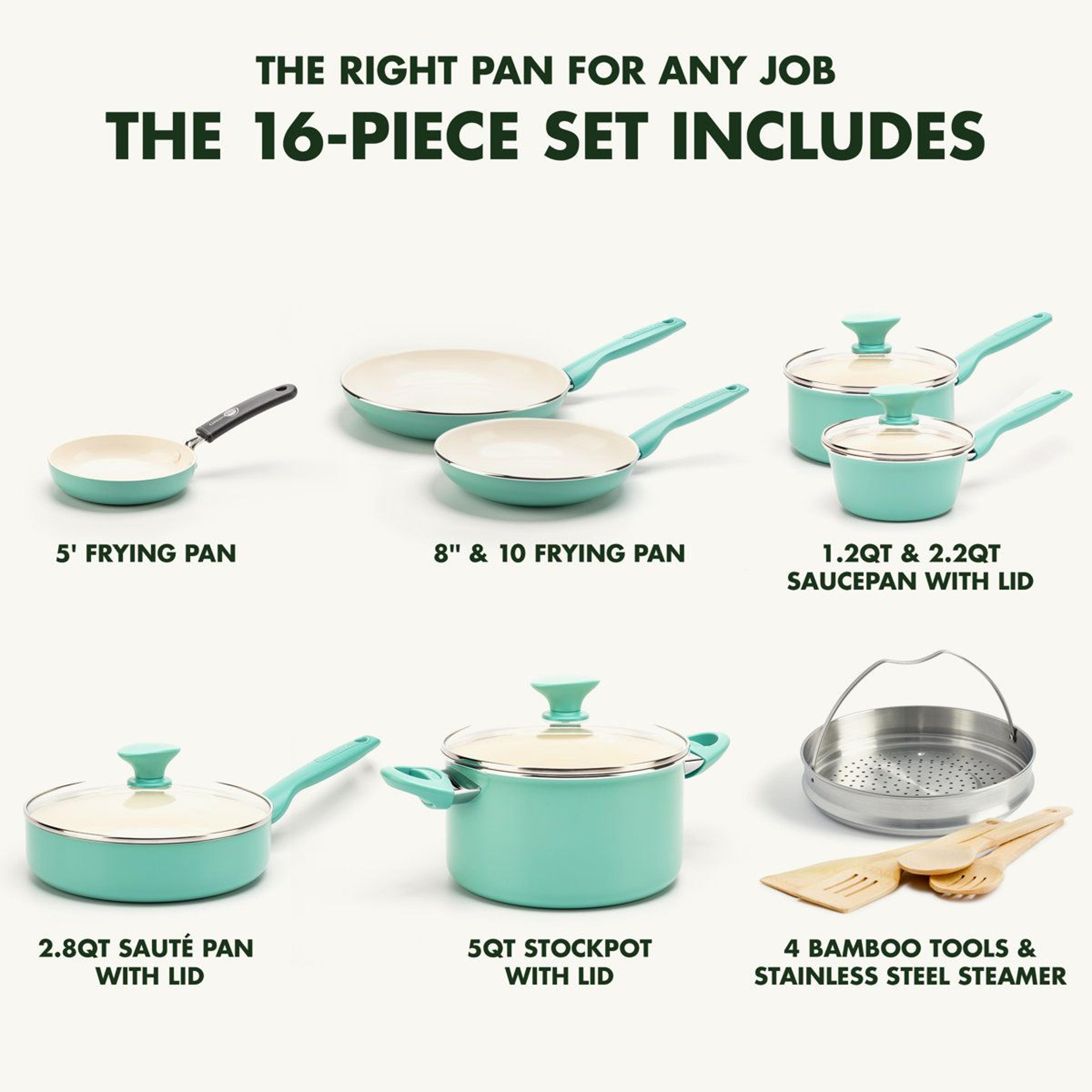 16 Piece Ceramic Nonstick Cookware Set PFAS Free Pots And Pans 11