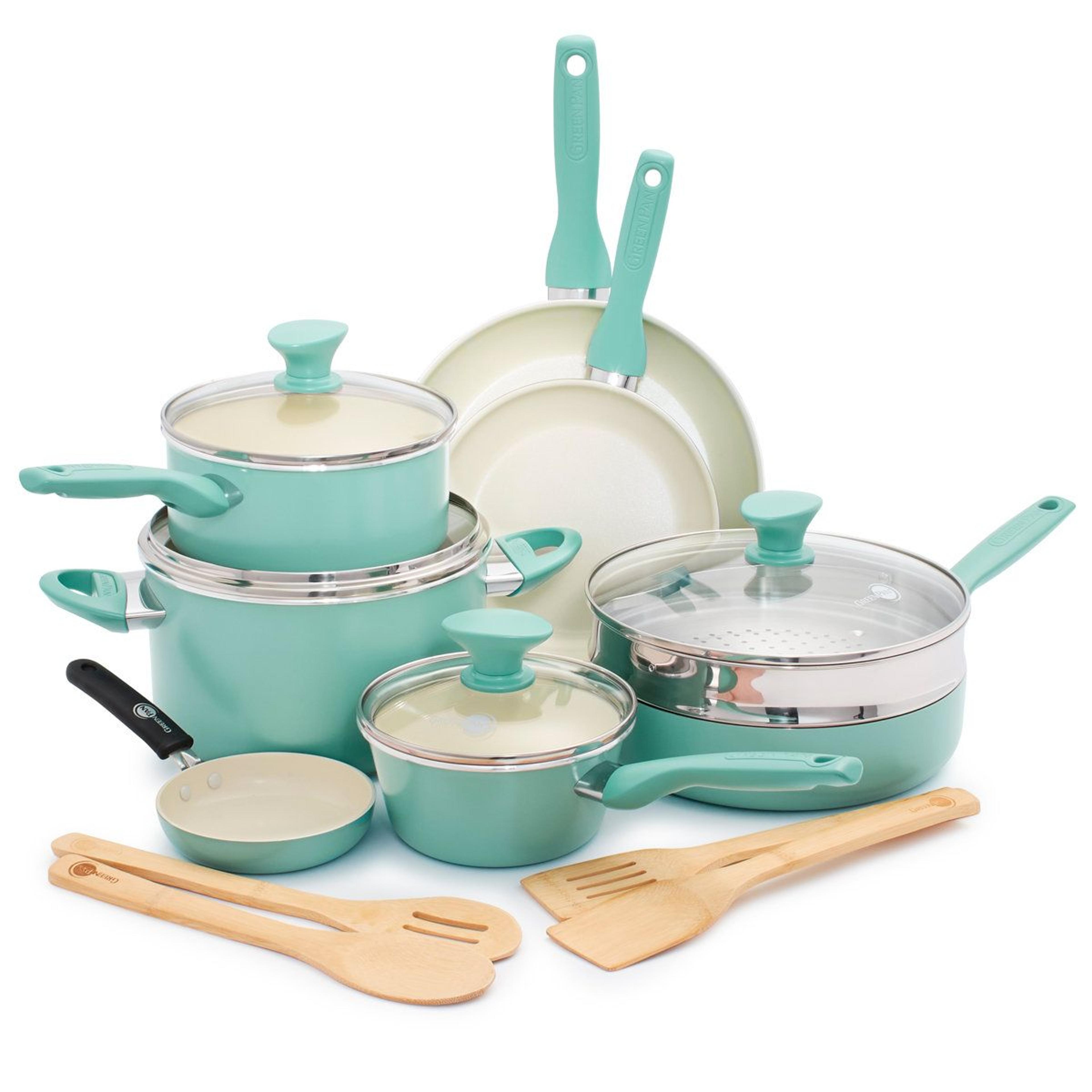 16 Piece Ceramic Nonstick Cookware Set PFAS Free Pots And Pans 10